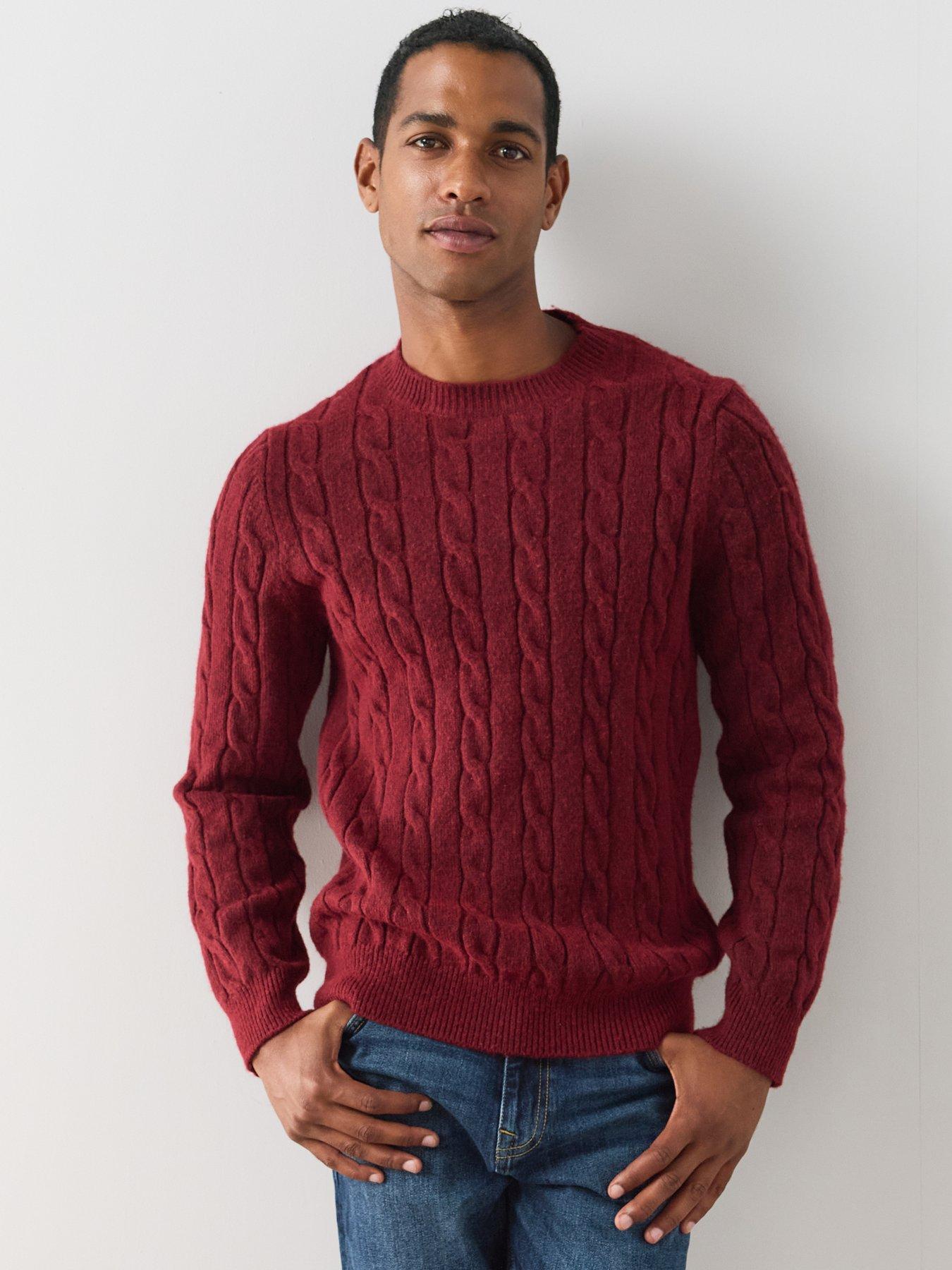 Image 1 of 7 of The Very Collection Cable Knit Long Sleeve Knitted Jumper - Red