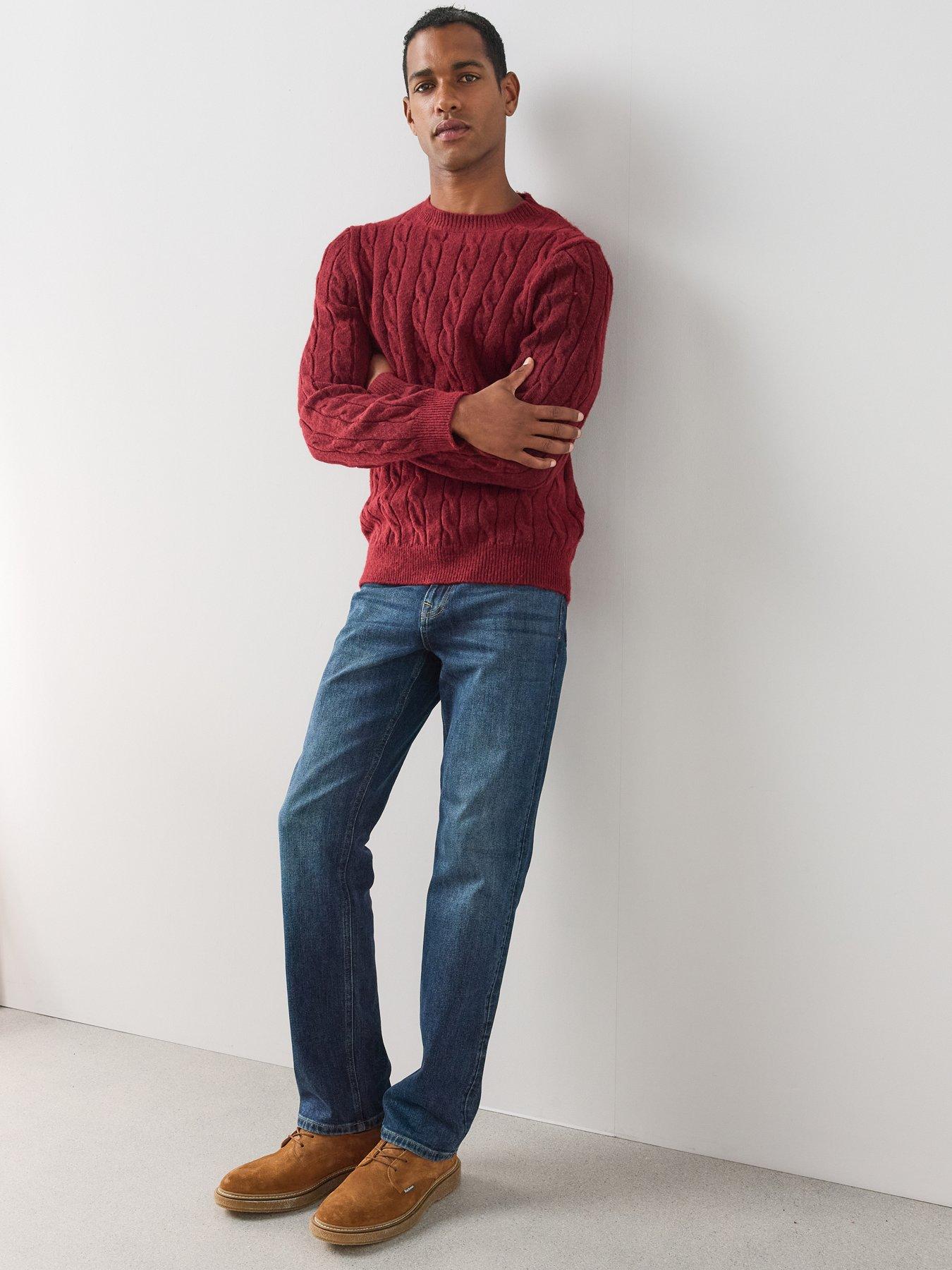 Image 3 of 7 of The Very Collection Cable Knit Long Sleeve Knitted Jumper - Red
