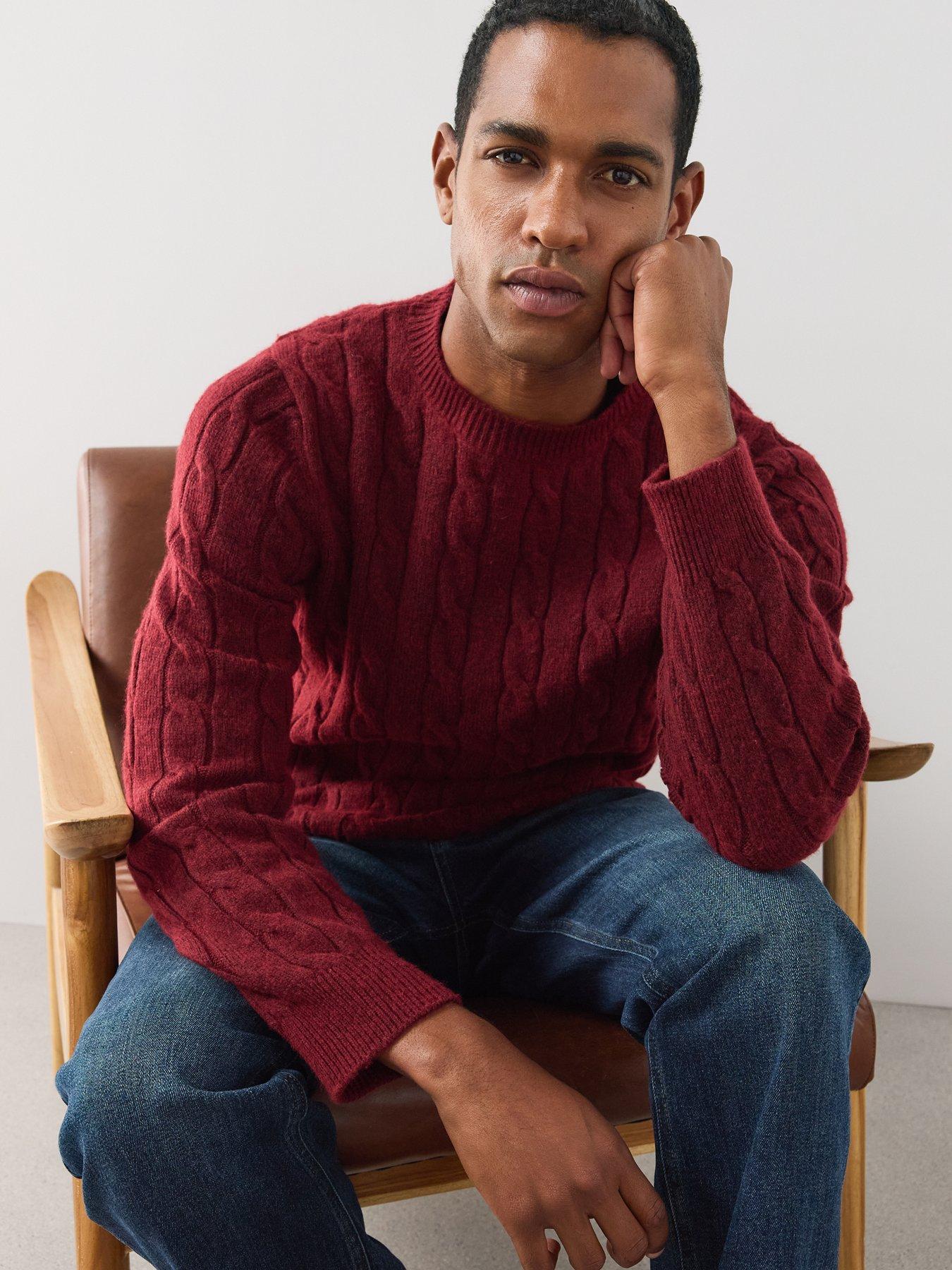 Image 4 of 7 of The Very Collection Cable Knit Long Sleeve Knitted Jumper - Red