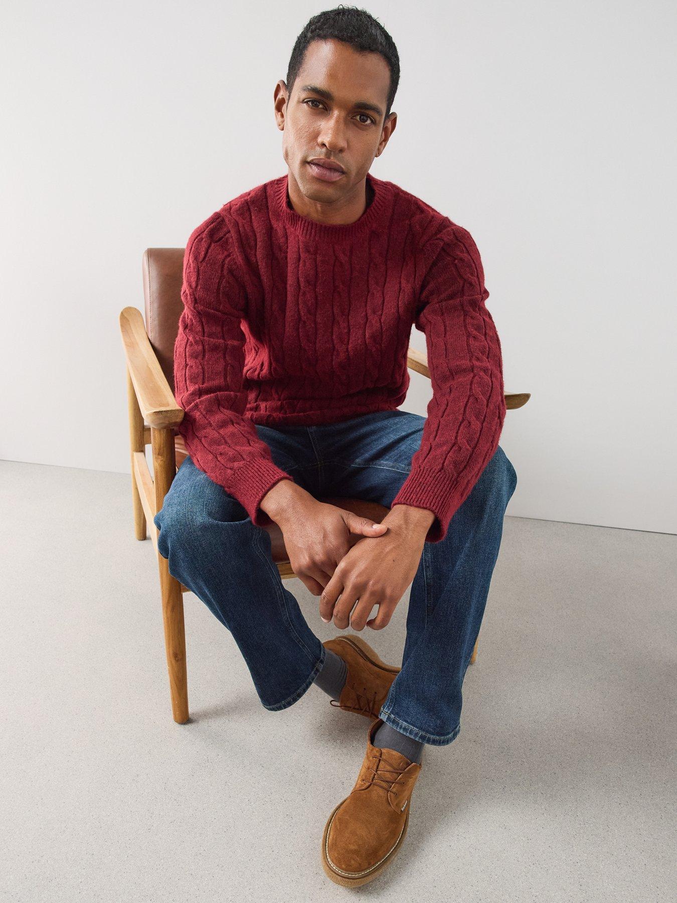 Image 6 of 7 of The Very Collection Cable Knit Long Sleeve Knitted Jumper - Red