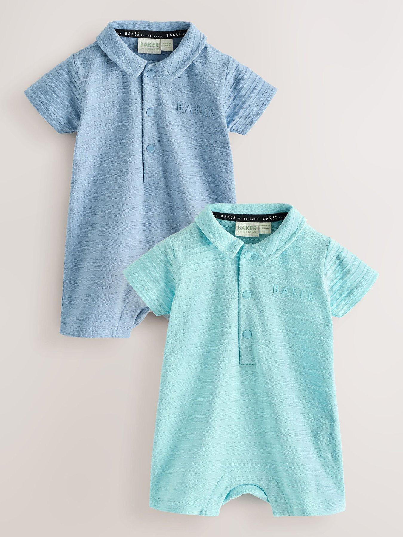 Ted Baker Baby Boys 2 Pack Collared All-In-One Rompers - Blue