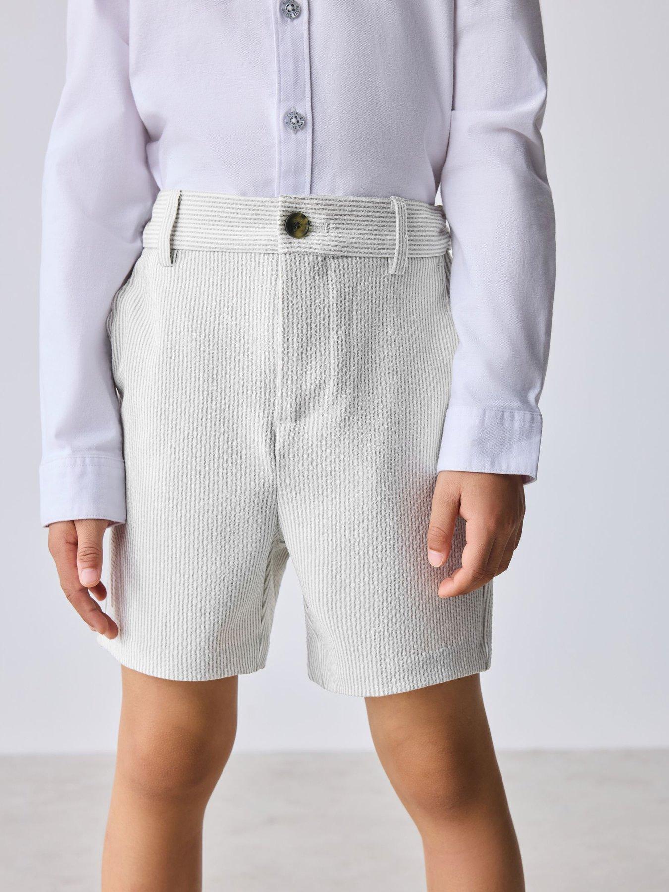 Image 3 of 7 of Ted Baker Younger Boys Seersucker Textured Suit Jacket And Shorts Set - Grey