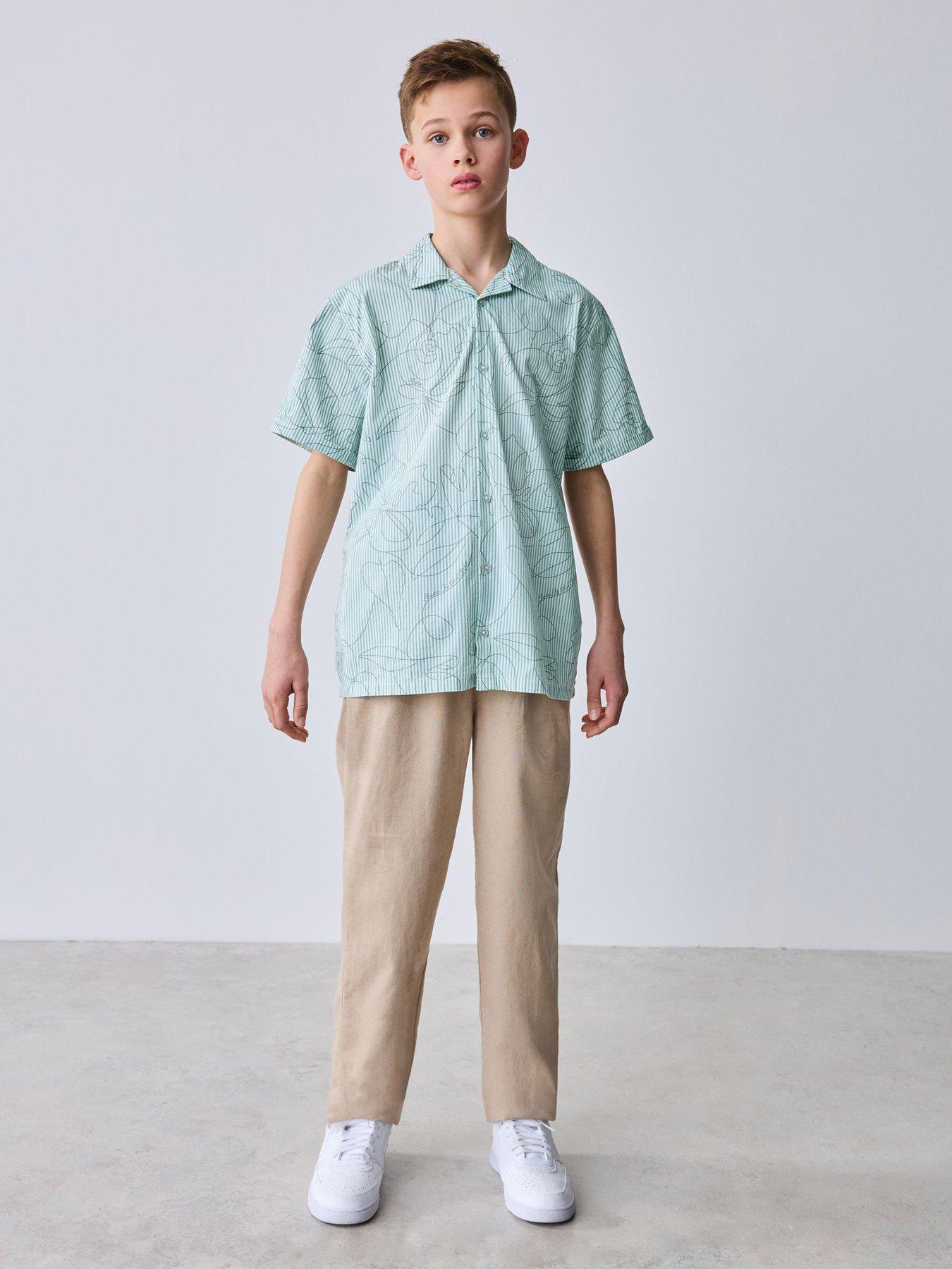 Ted Baker Boys Scribble Shirt And Trouser Set - Neutral