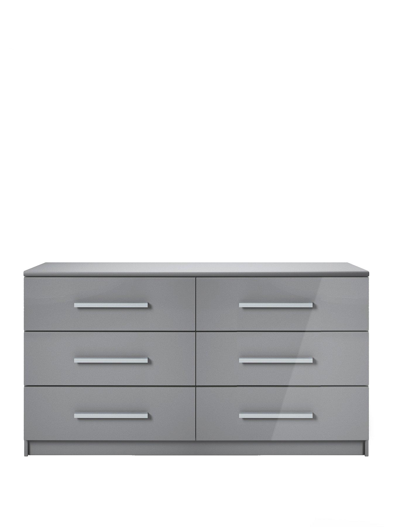 Image 2 of 5 of The Very Collection Prague Gloss 6 Drawer Chest - Grey