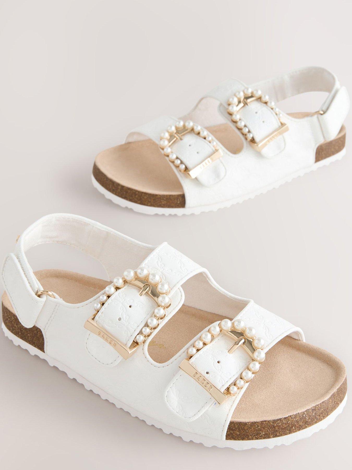 Image 2 of 5 of Ted Baker Girls Pearl Footbed Sandals - White