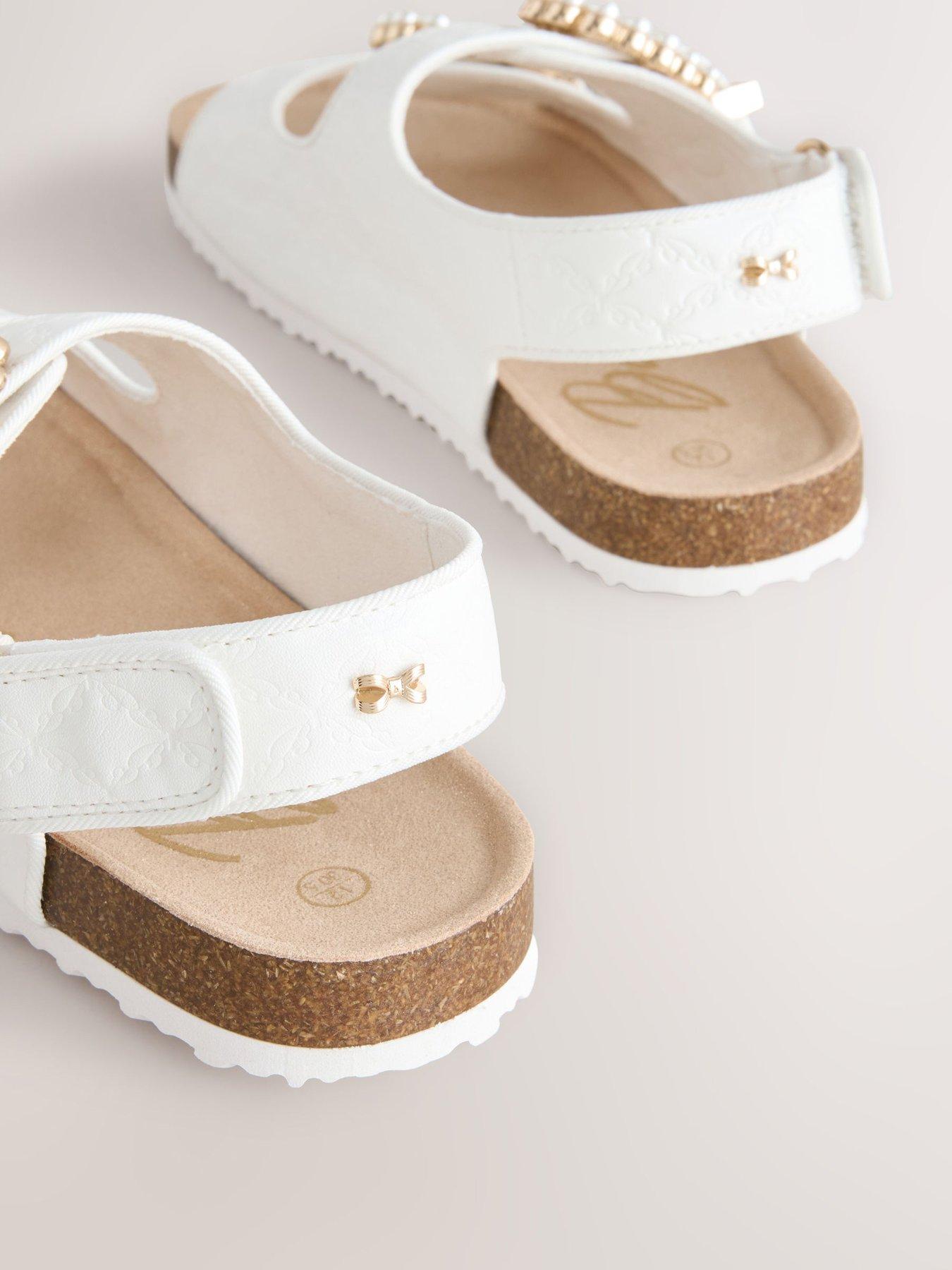 Image 4 of 5 of Ted Baker Girls Pearl Footbed Sandals - White