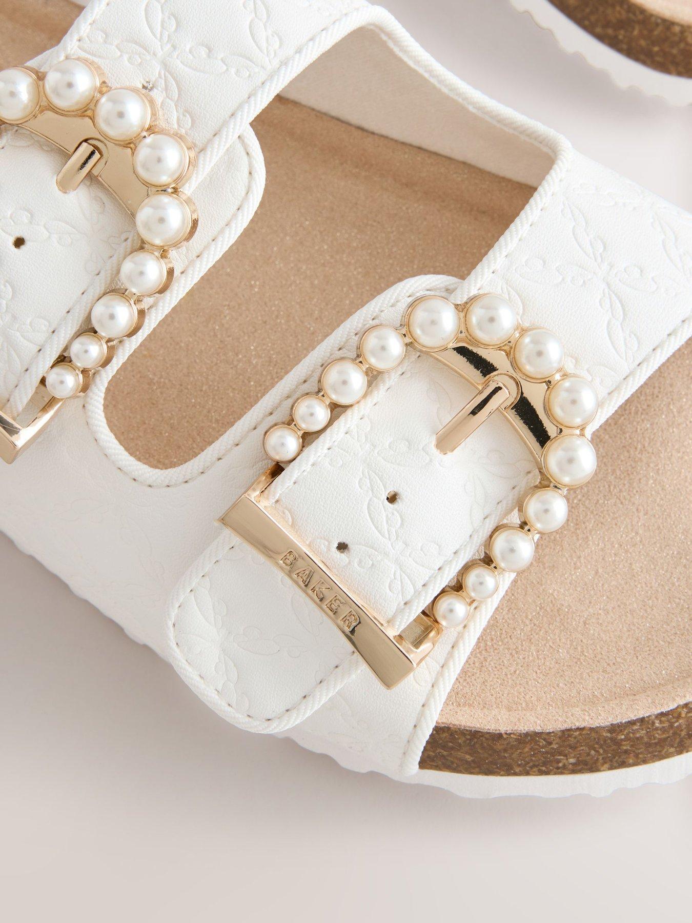 Image 5 of 5 of Ted Baker Girls Pearl Footbed Sandals - White