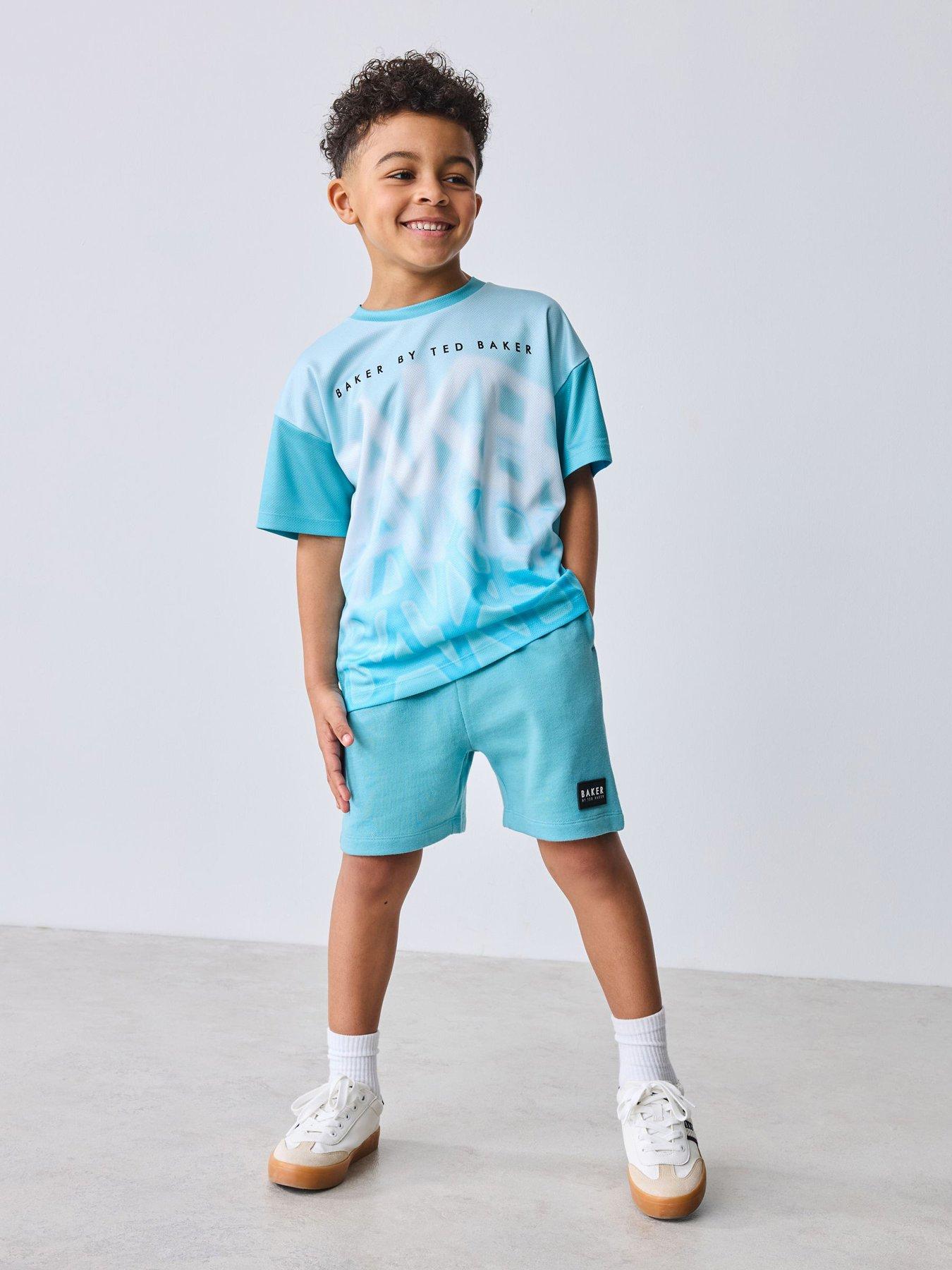 Ted Baker Boys Ombre Logo T-Shirt  &  Shorts Set - Blue