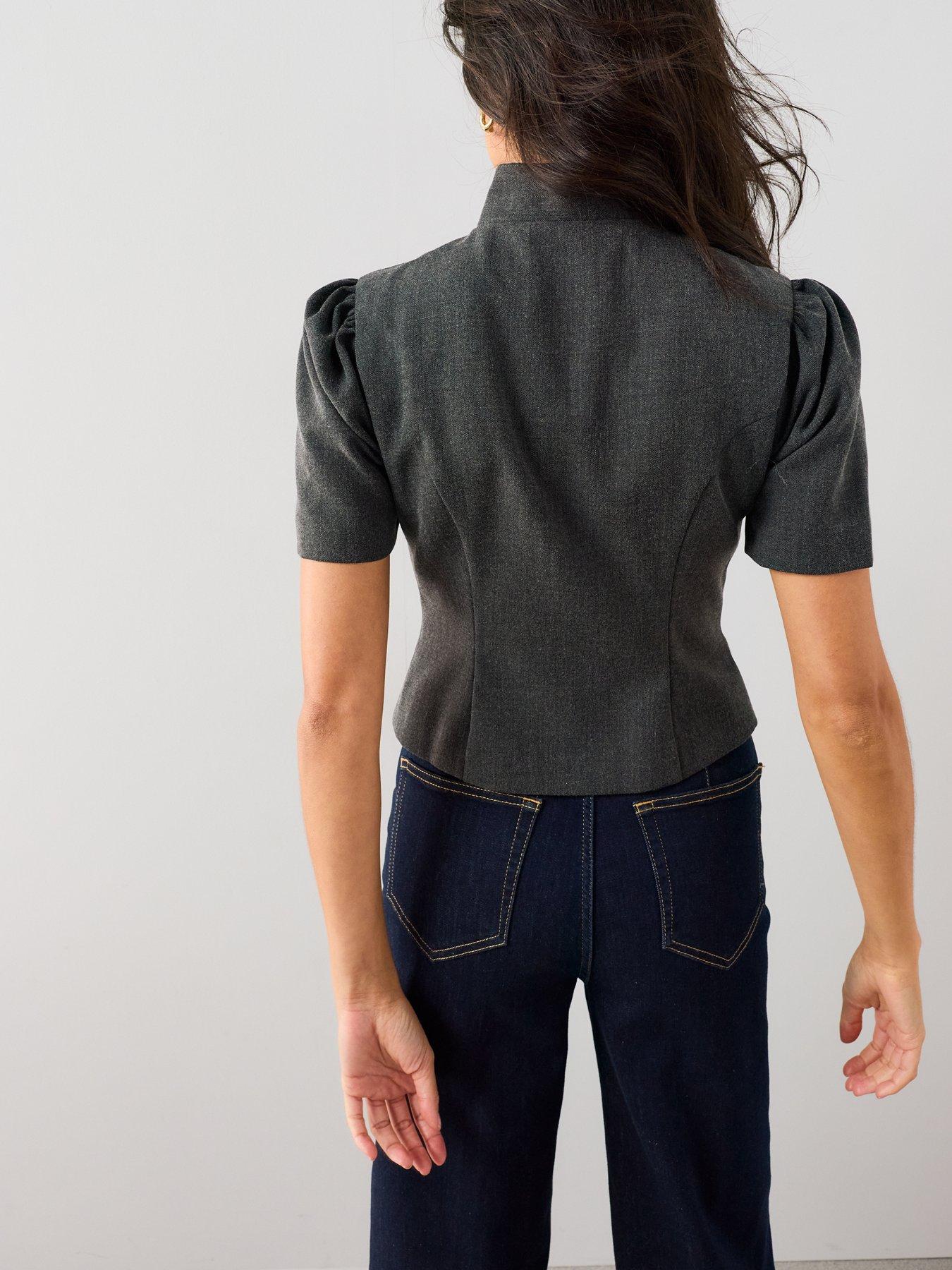 Image 2 of 7 of The Very Collection Tailored Tie Neck Blouse