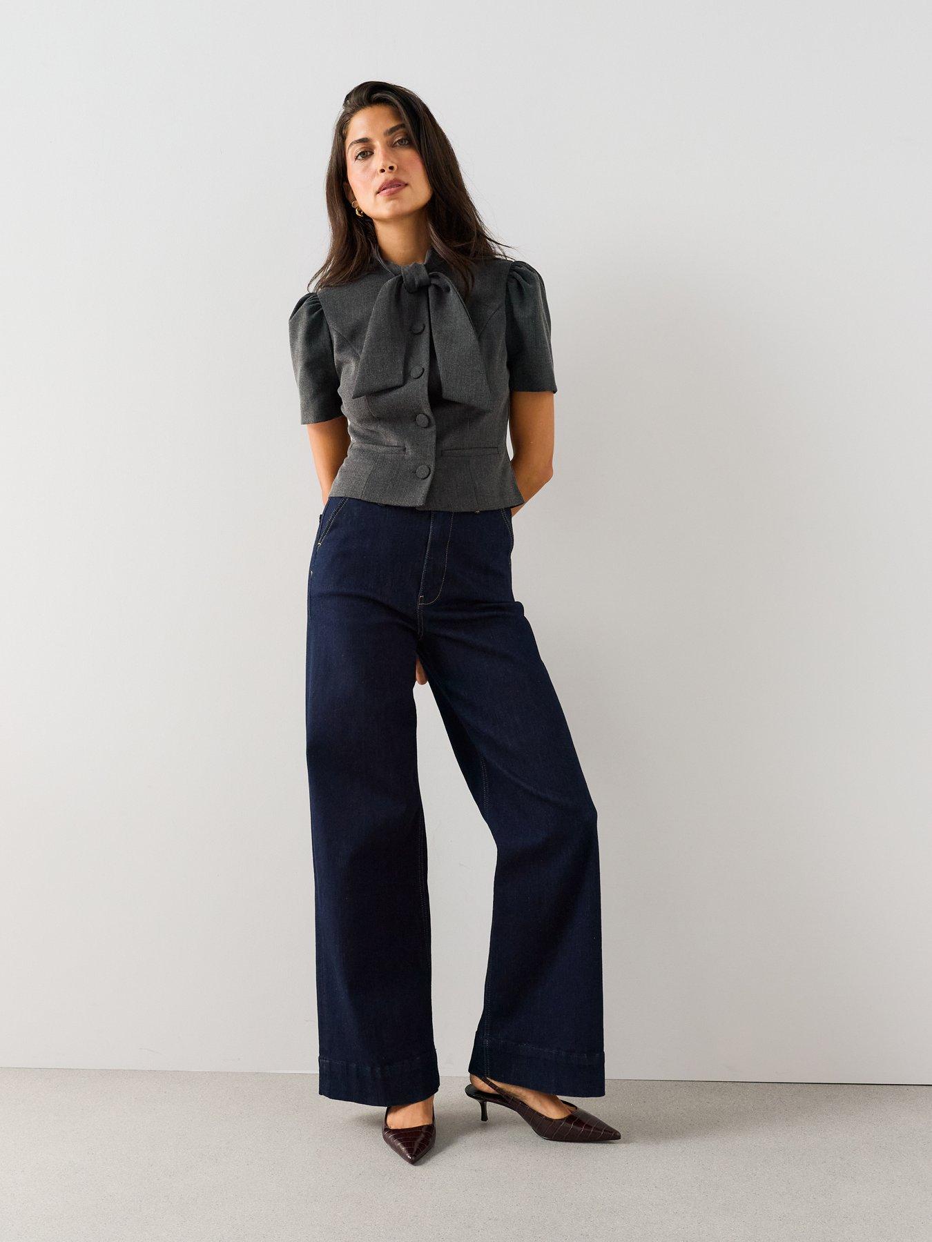 Image 3 of 7 of The Very Collection Tailored Tie Neck Blouse
