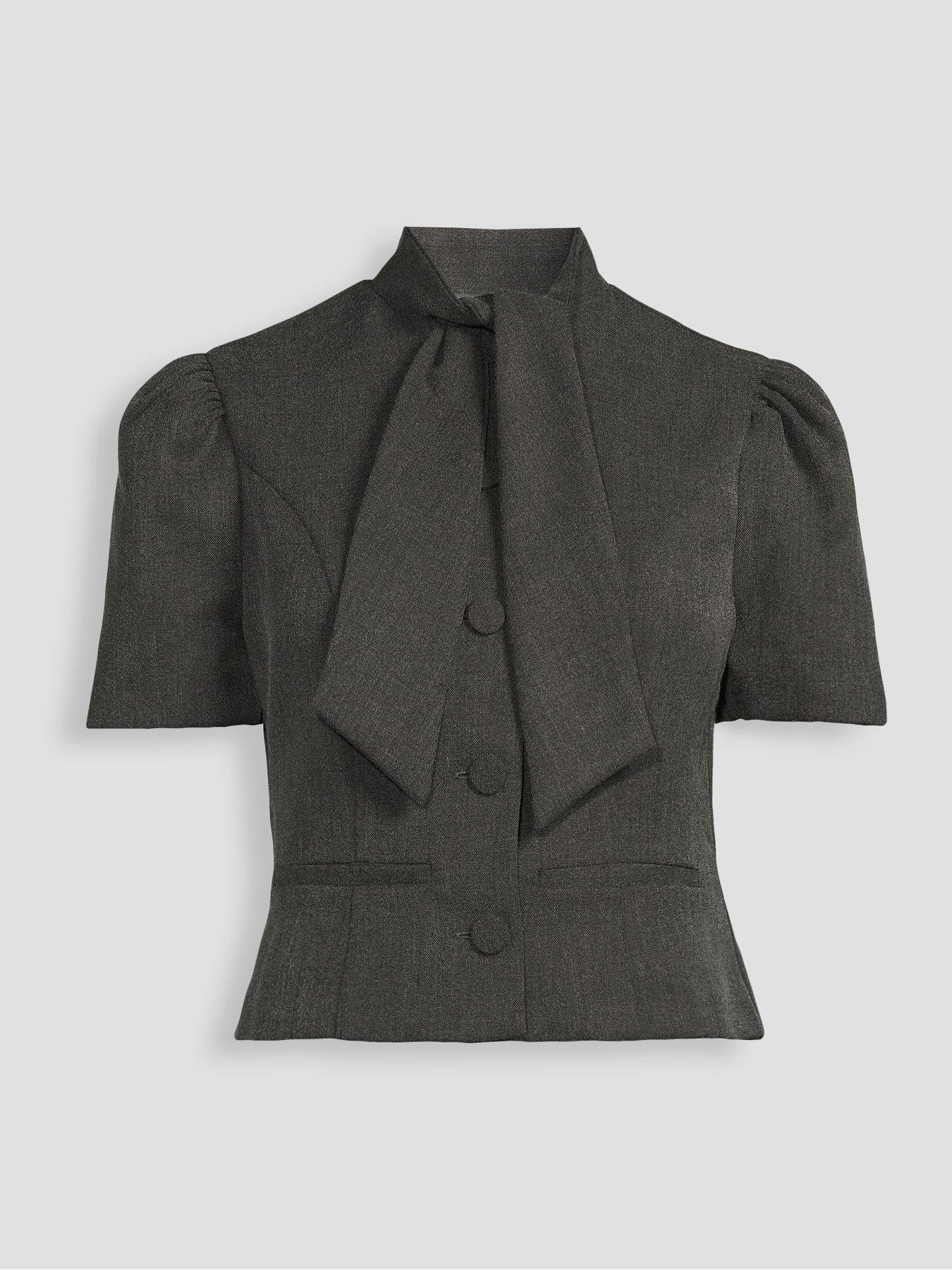 Image 7 of 7 of The Very Collection Tailored Tie Neck Blouse