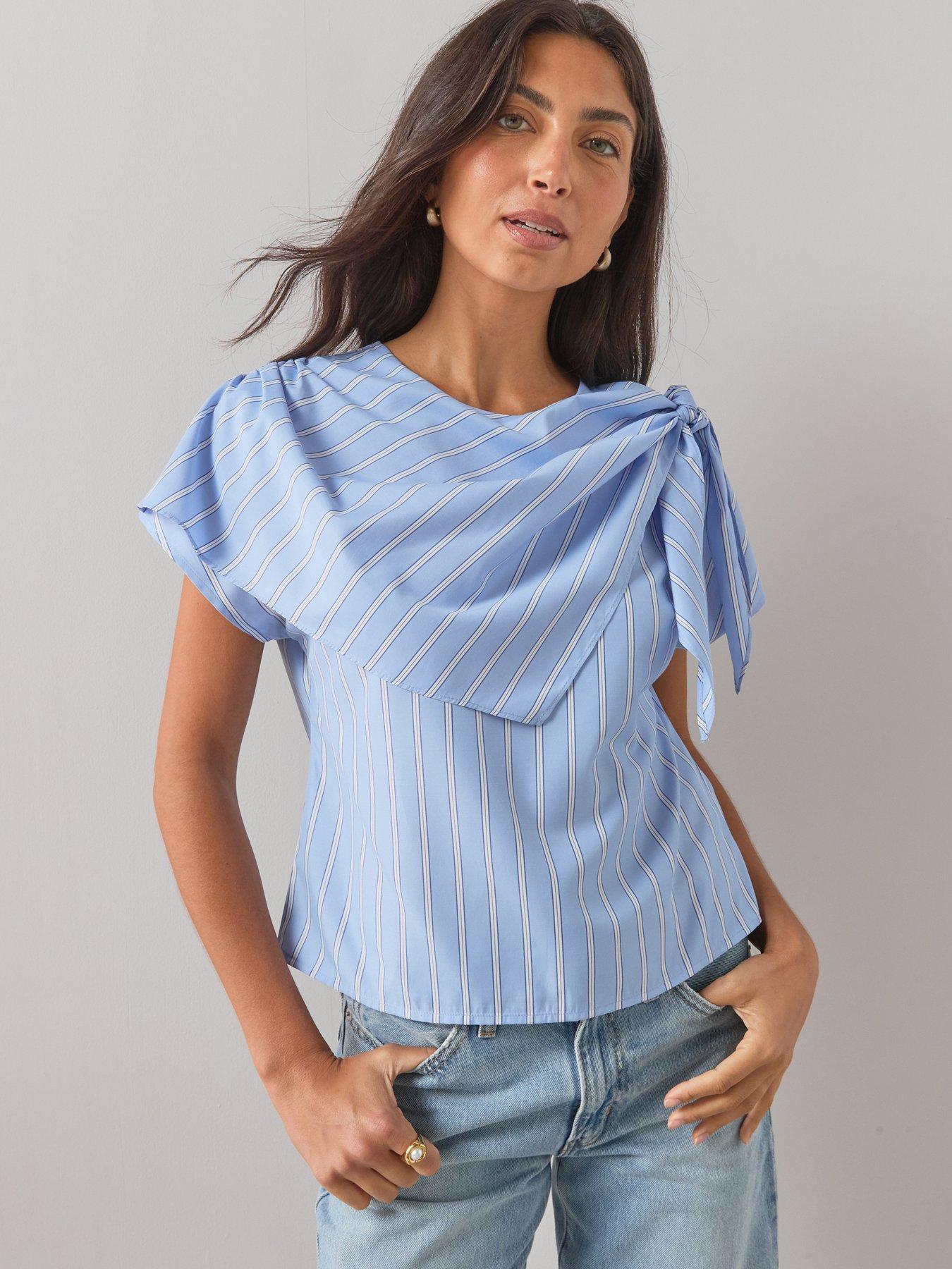 The Very Collection Striped Scarf Detail Blouse