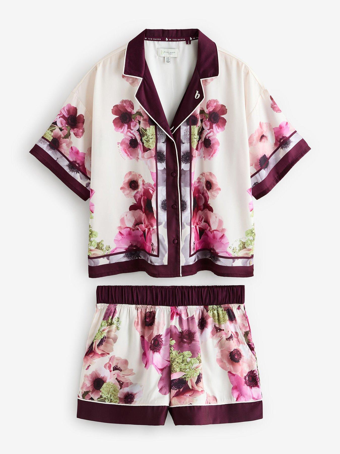 Image 5 of 6 of B By Ted Baker Satin Floral Print Short Pyjama Set - Multi