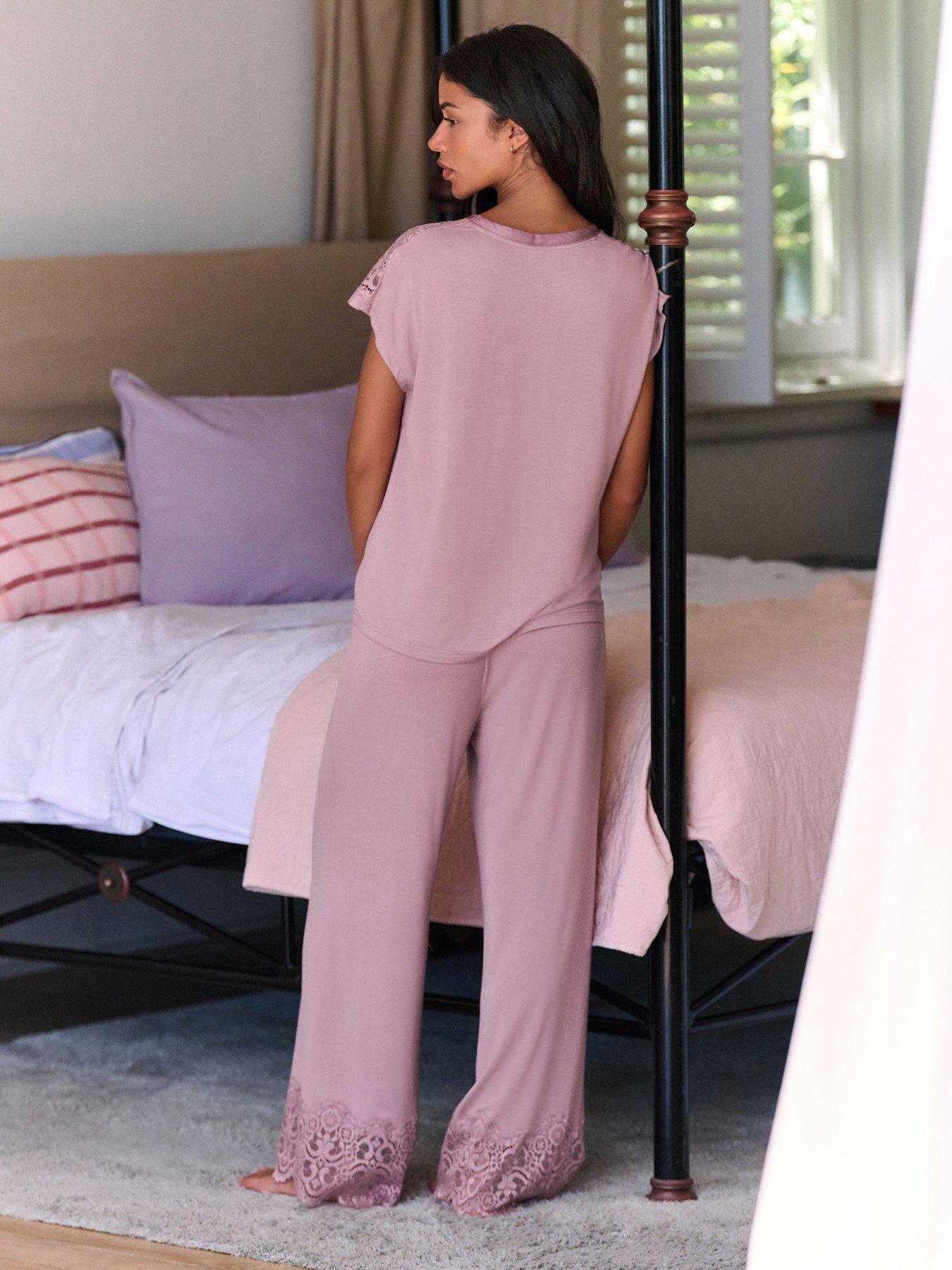 Image 2 of 5 of B By Ted Baker Modal Lace Trim Pyjama Set - Mink