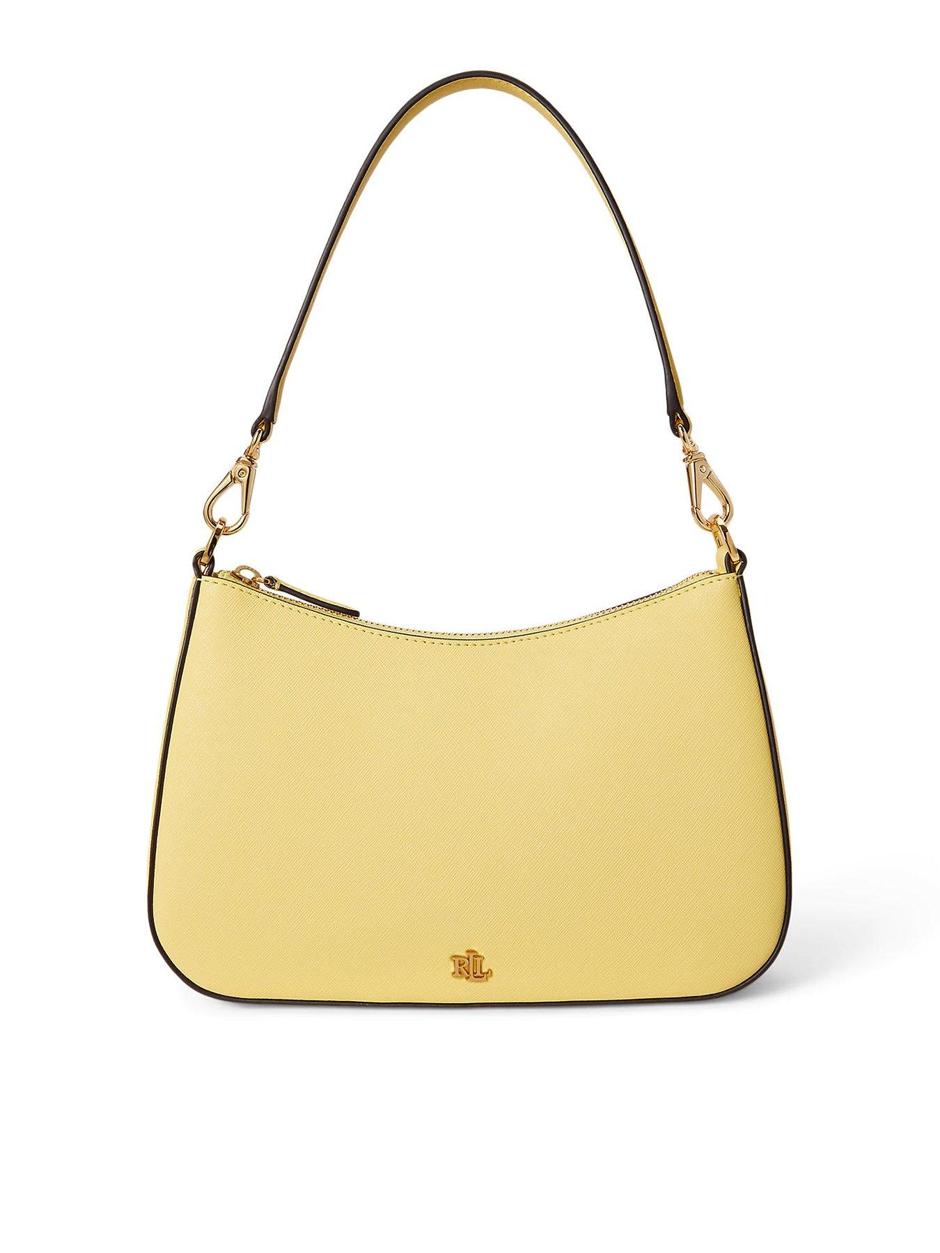 Lauren by Ralph Lauren Crosshatch Leather Medium Danni Bag - Lemon Sorbet
