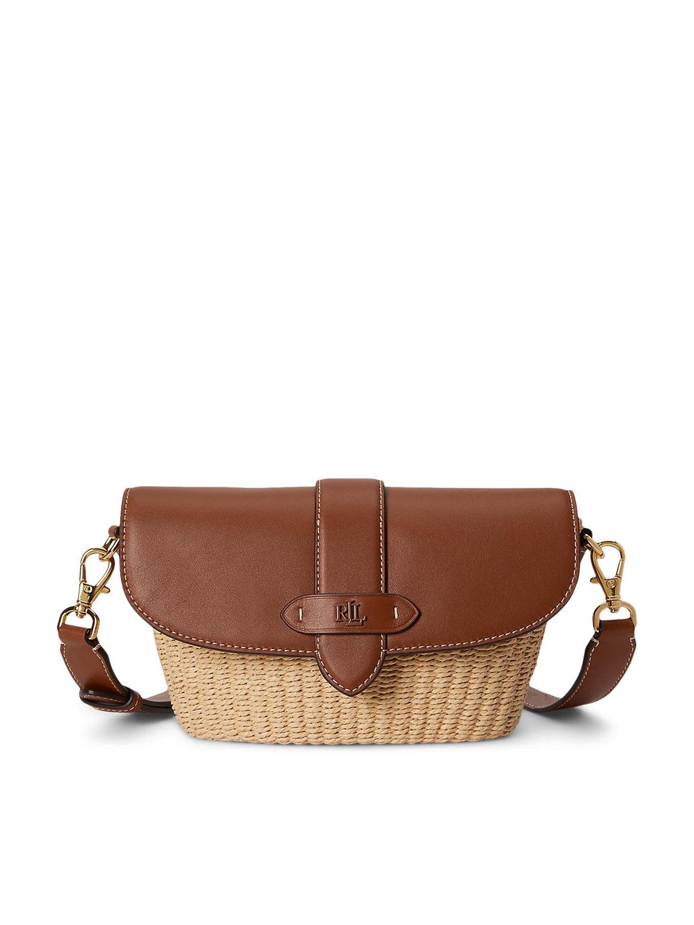Lauren by Ralph Lauren Small Lynden Straw-Leather Shoulder Bag - Natural / Lauren Tan