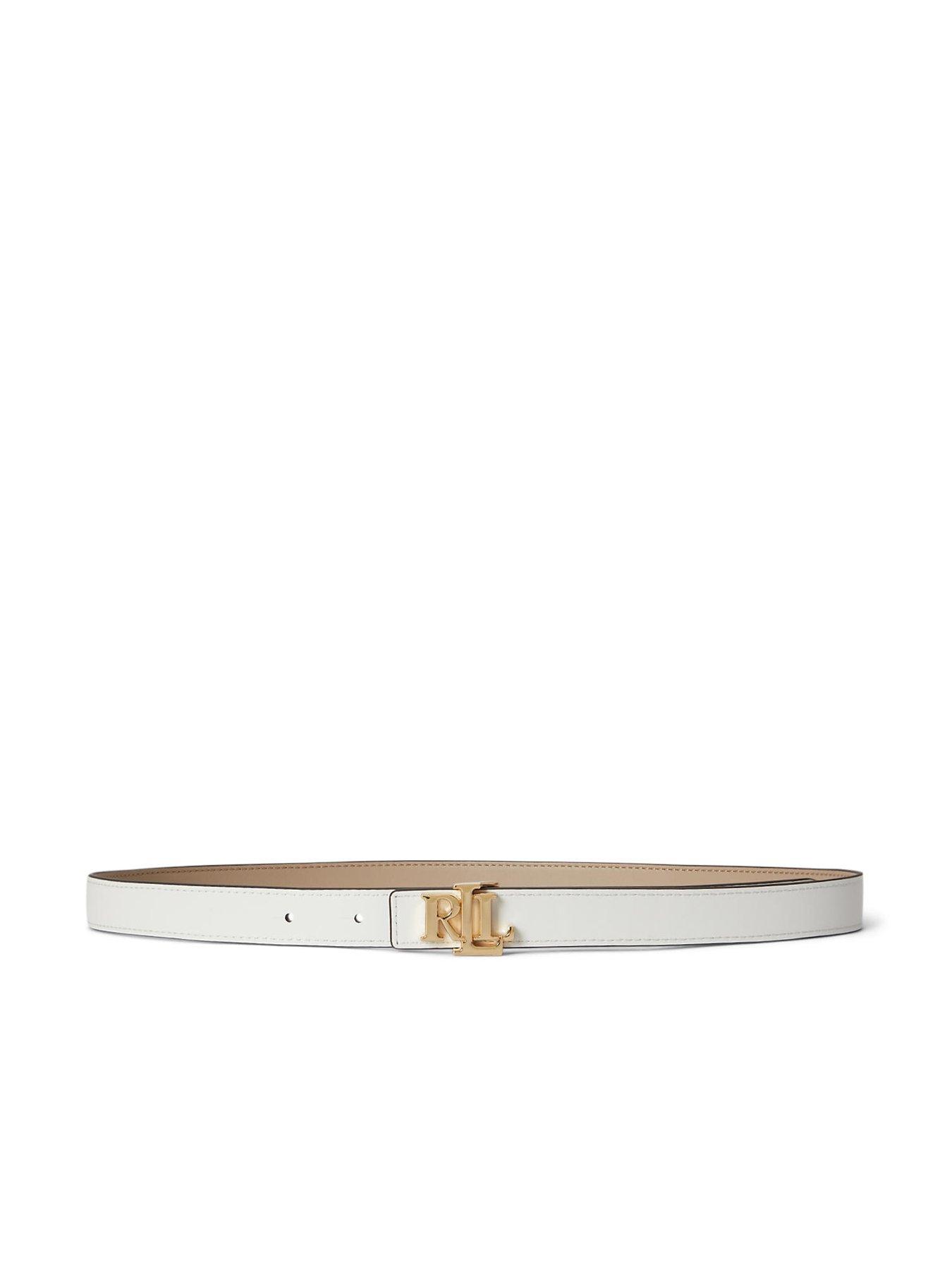 Image 3 of 3 of Lauren by Ralph Lauren Reversible Skinny Leather Logo Belt - Multi