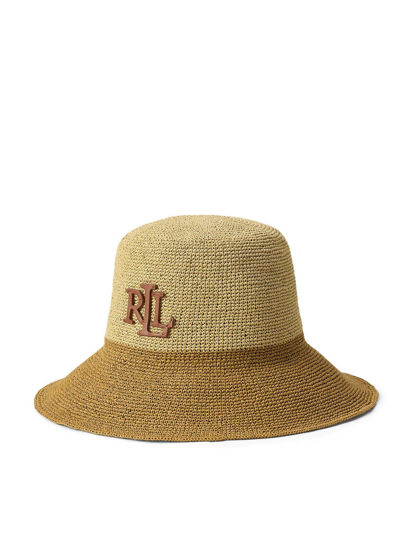 Lauren by Ralph Lauren Two-Tone Crocheted Straw Bucket Hat - Brown
