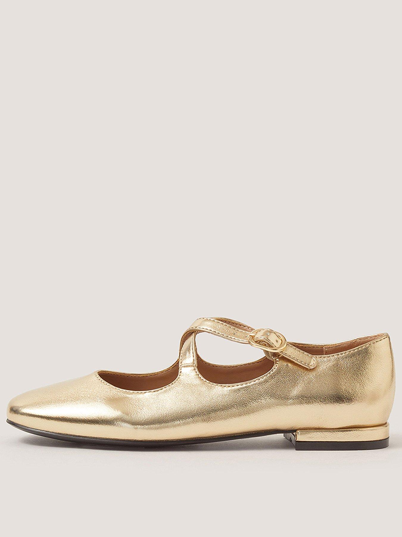 Monsoon Dana Metallic Mary Jane Ballet Pumps - Gold