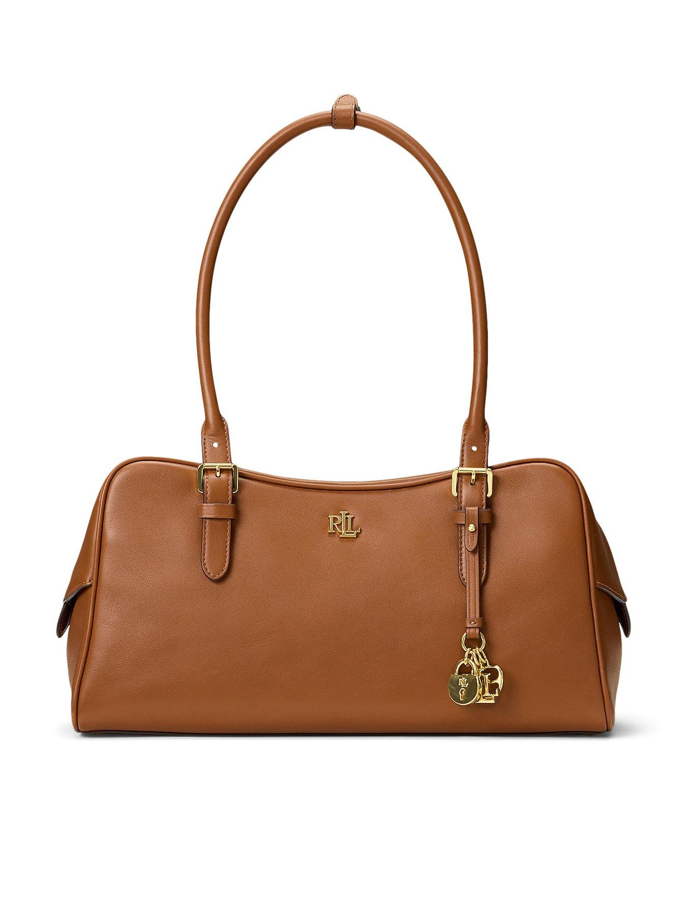 Lauren by Ralph Lauren Large Leather Marcy Zip Satchel Bag - Lauren Tan
