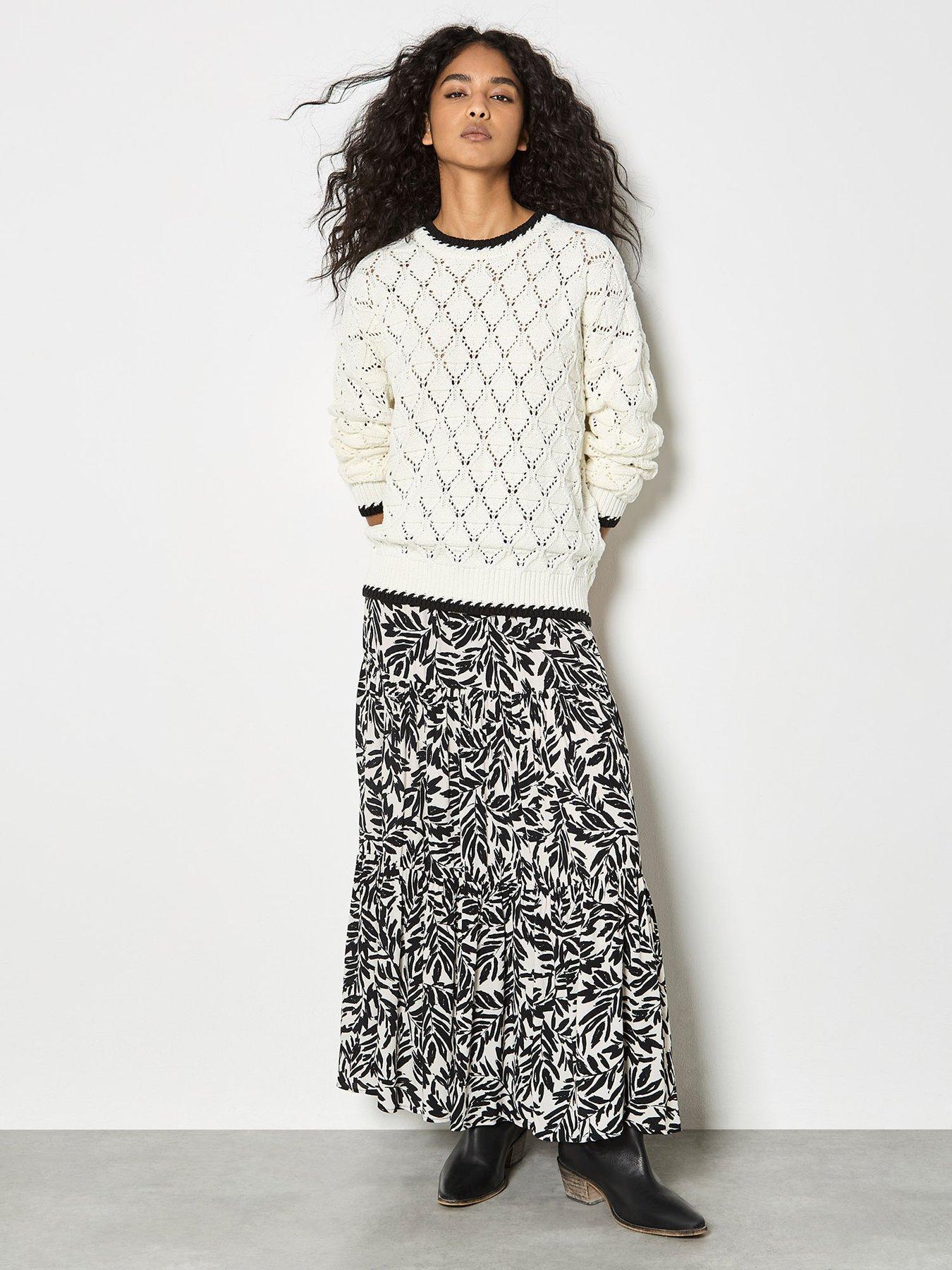 Image 3 of 5 of Apricot Pointelle Knit Blanket Stitch Jumper