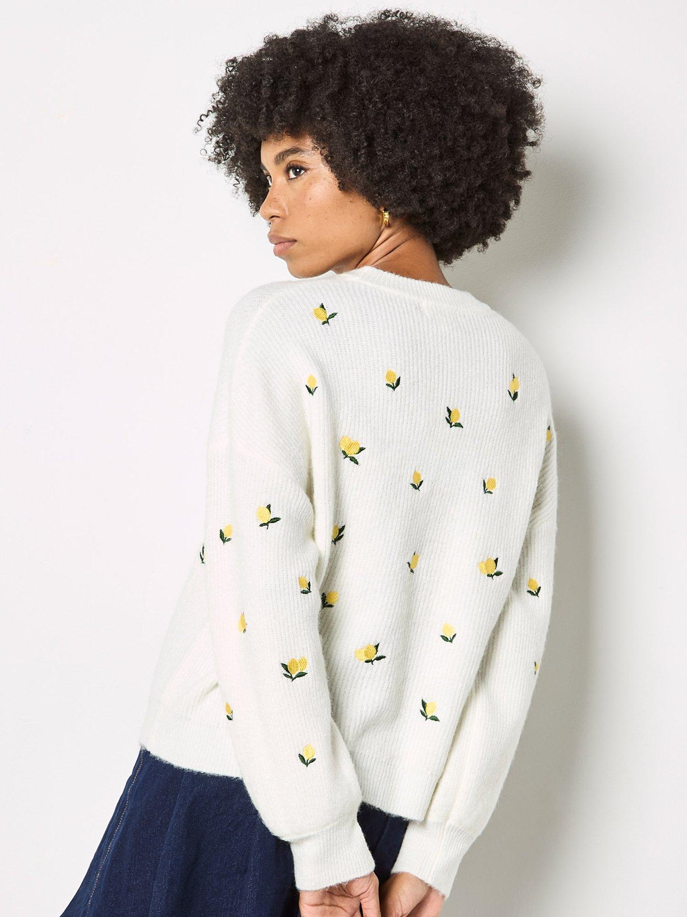 Image 2 of 4 of Apricot Embroidered Lemon Jumper