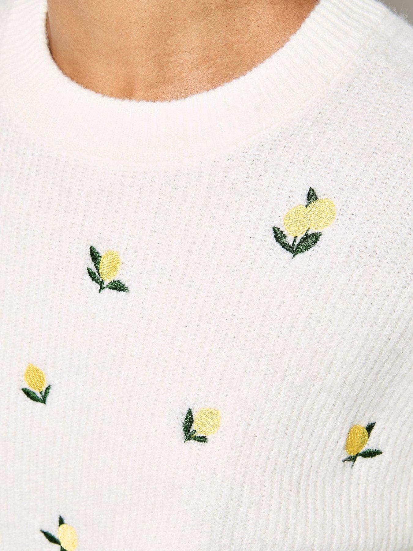 Image 4 of 4 of Apricot Embroidered Lemon Jumper