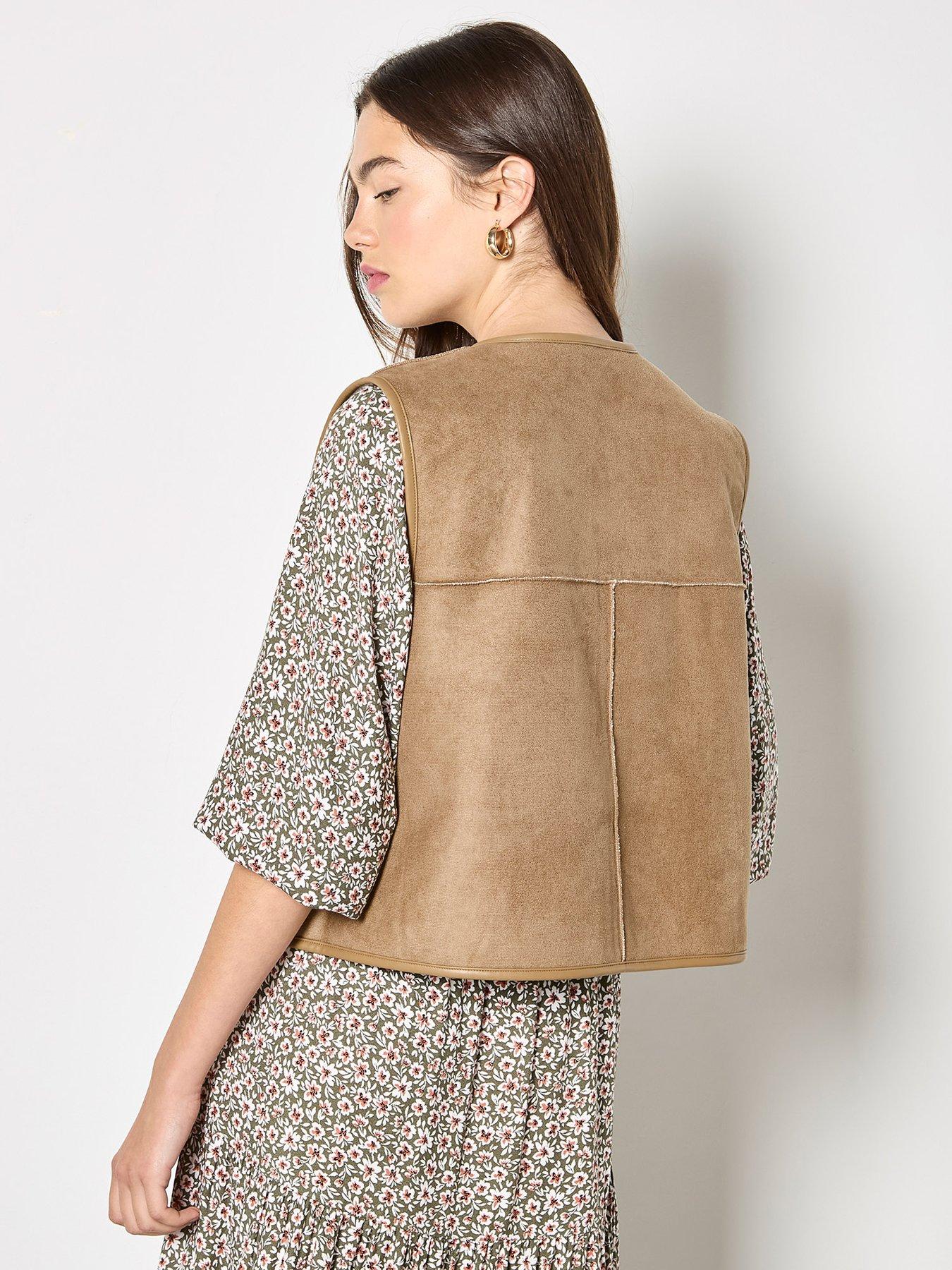 Image 5 of 7 of Apricot Reversible Borg Suede Gilet