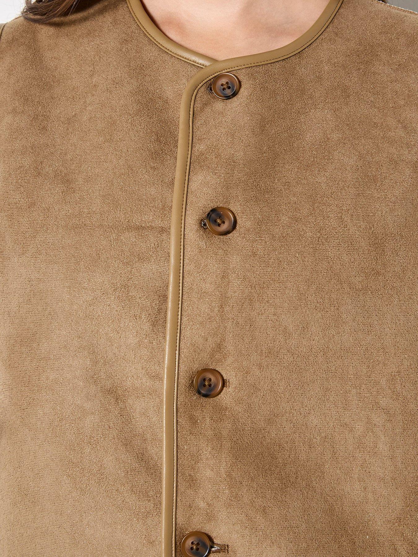 Image 6 of 7 of Apricot Reversible Borg Suede Gilet