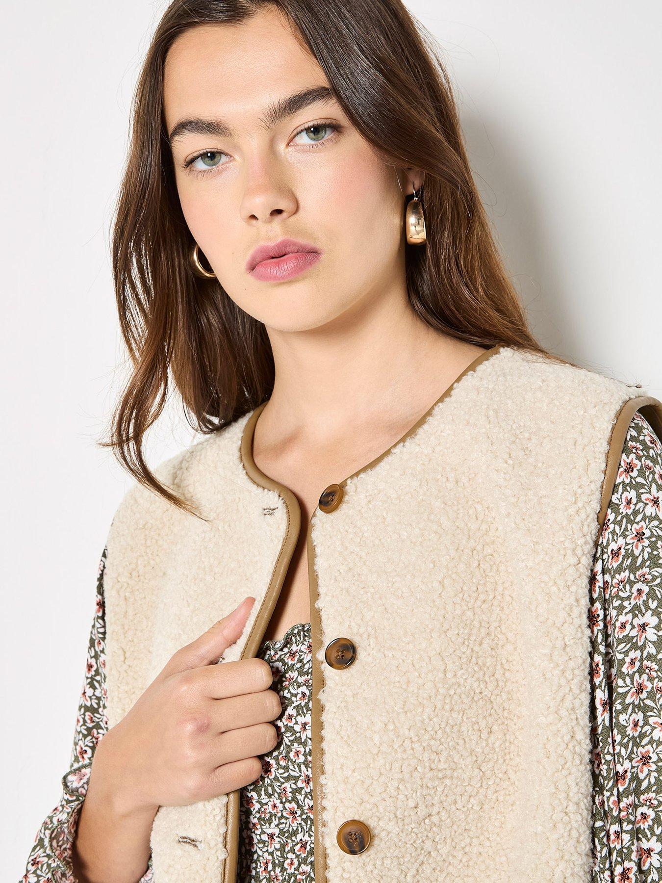 Image 7 of 7 of Apricot Reversible Borg Suede Gilet