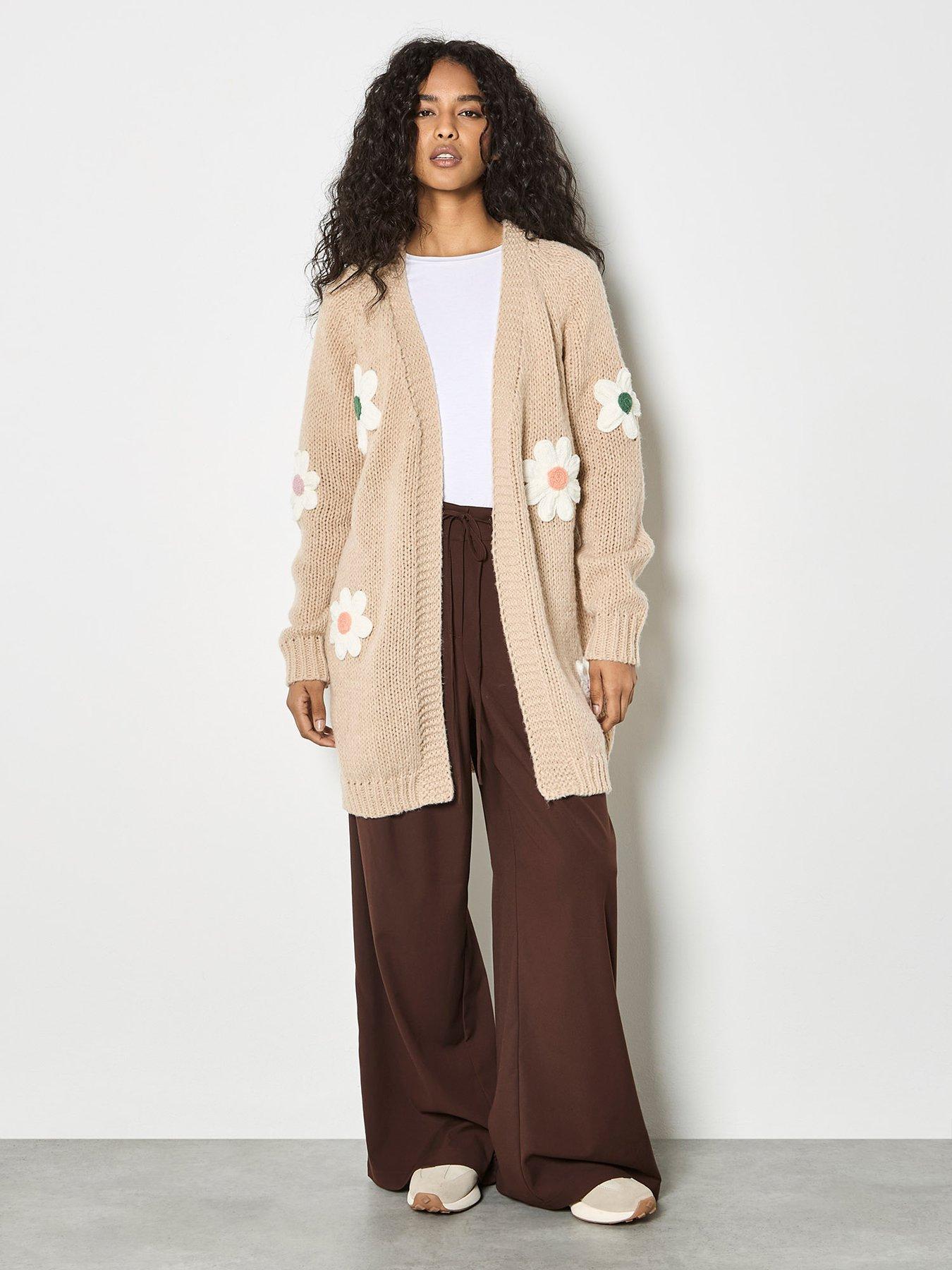 Image 3 of 5 of Apricot 3d Daisy Chunky Knit Cardigan