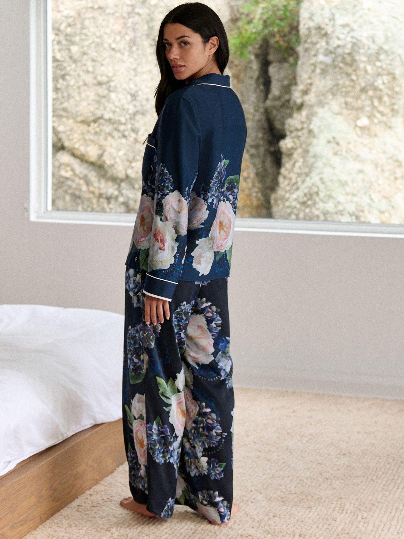 Image 2 of 7 of B By Ted Baker Floral Satin Pyjama Set - Blue