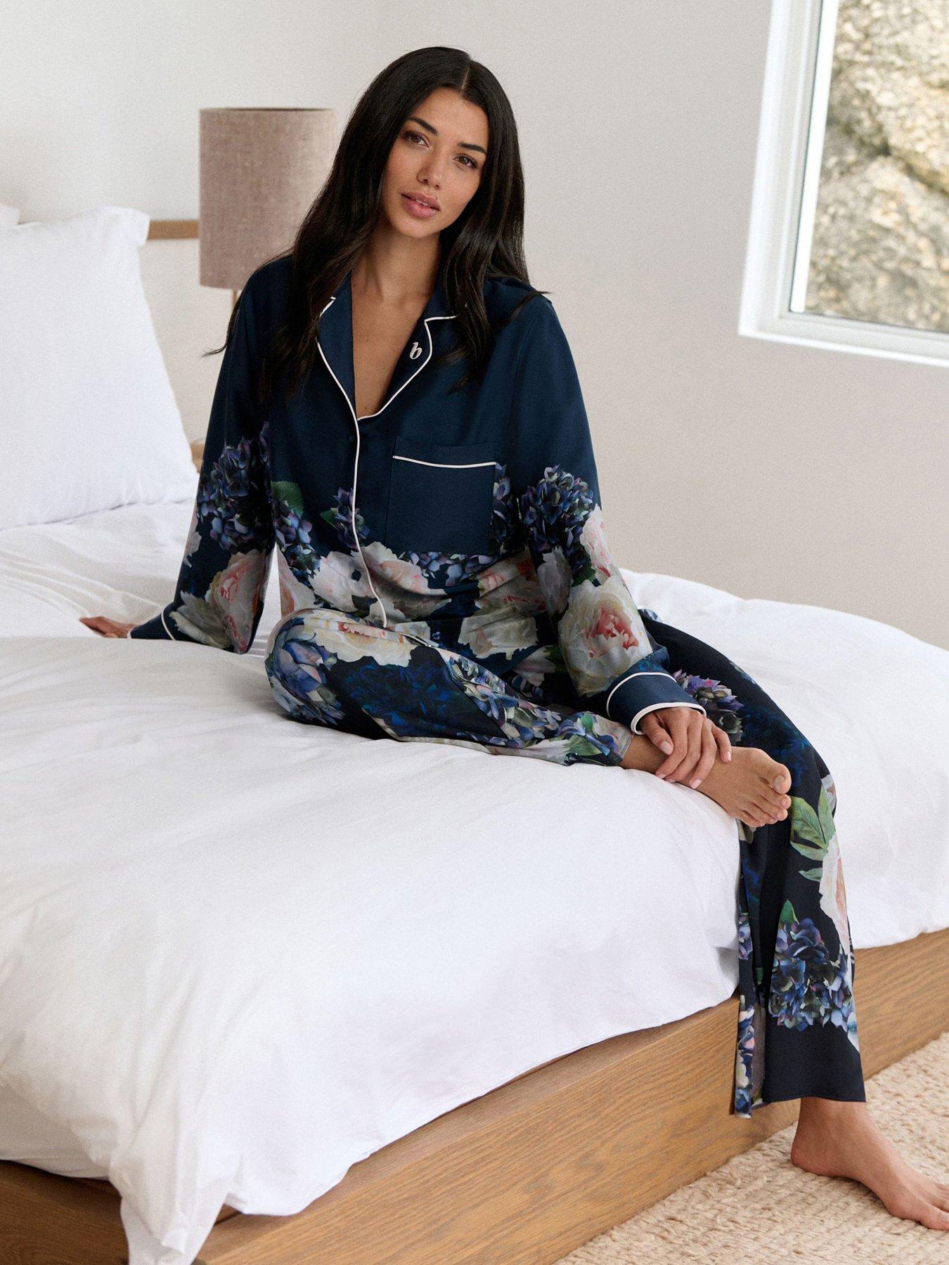 Image 5 of 7 of B By Ted Baker Floral Satin Pyjama Set - Blue