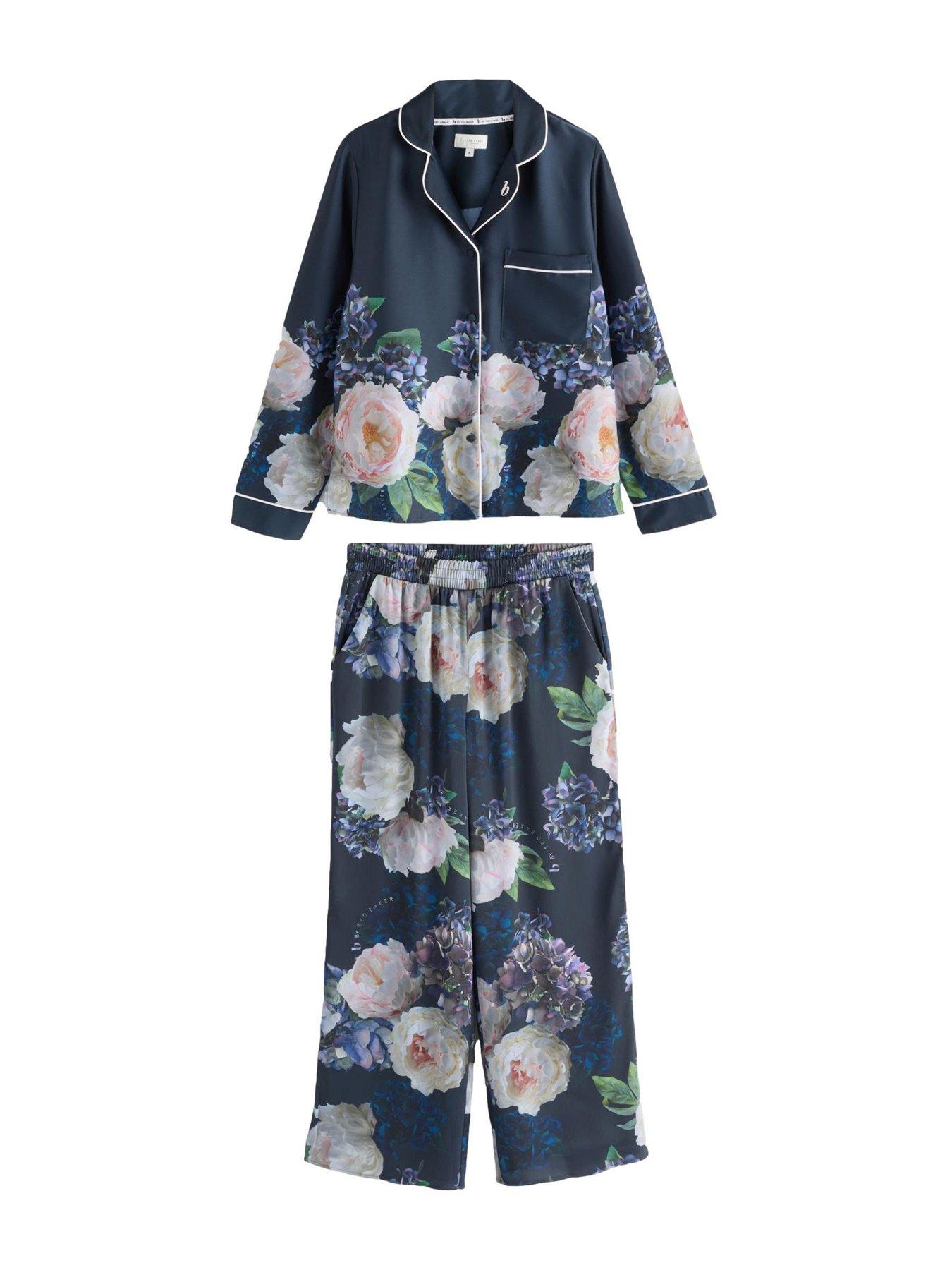Image 6 of 7 of B By Ted Baker Floral Satin Pyjama Set - Blue
