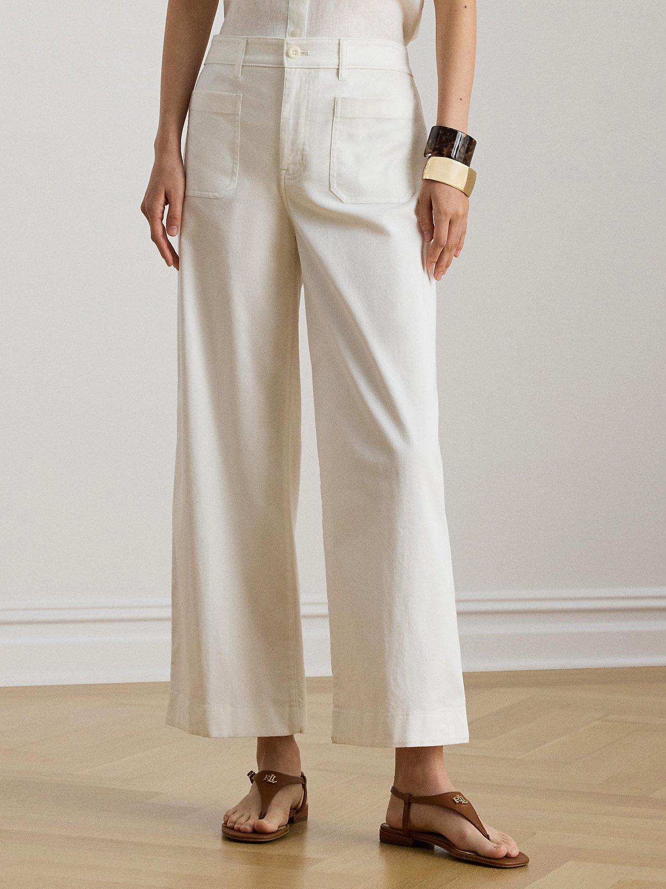 Lauren by Ralph Lauren Yurshane Cropped Flat Front Pant - White