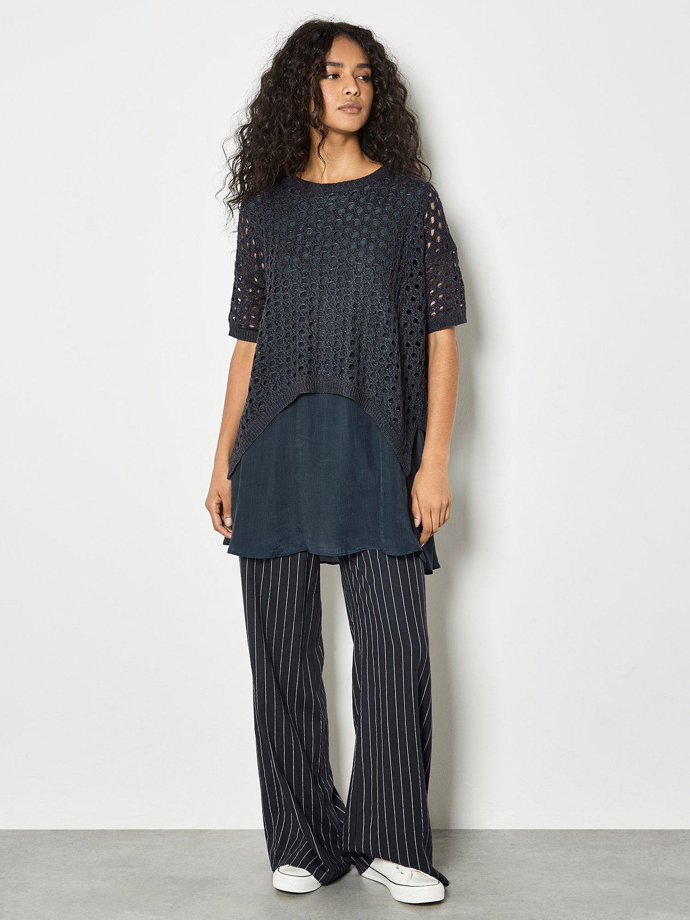 Image 1 of 4 of Apricot Shimmer Mesh Layered Tunic Top