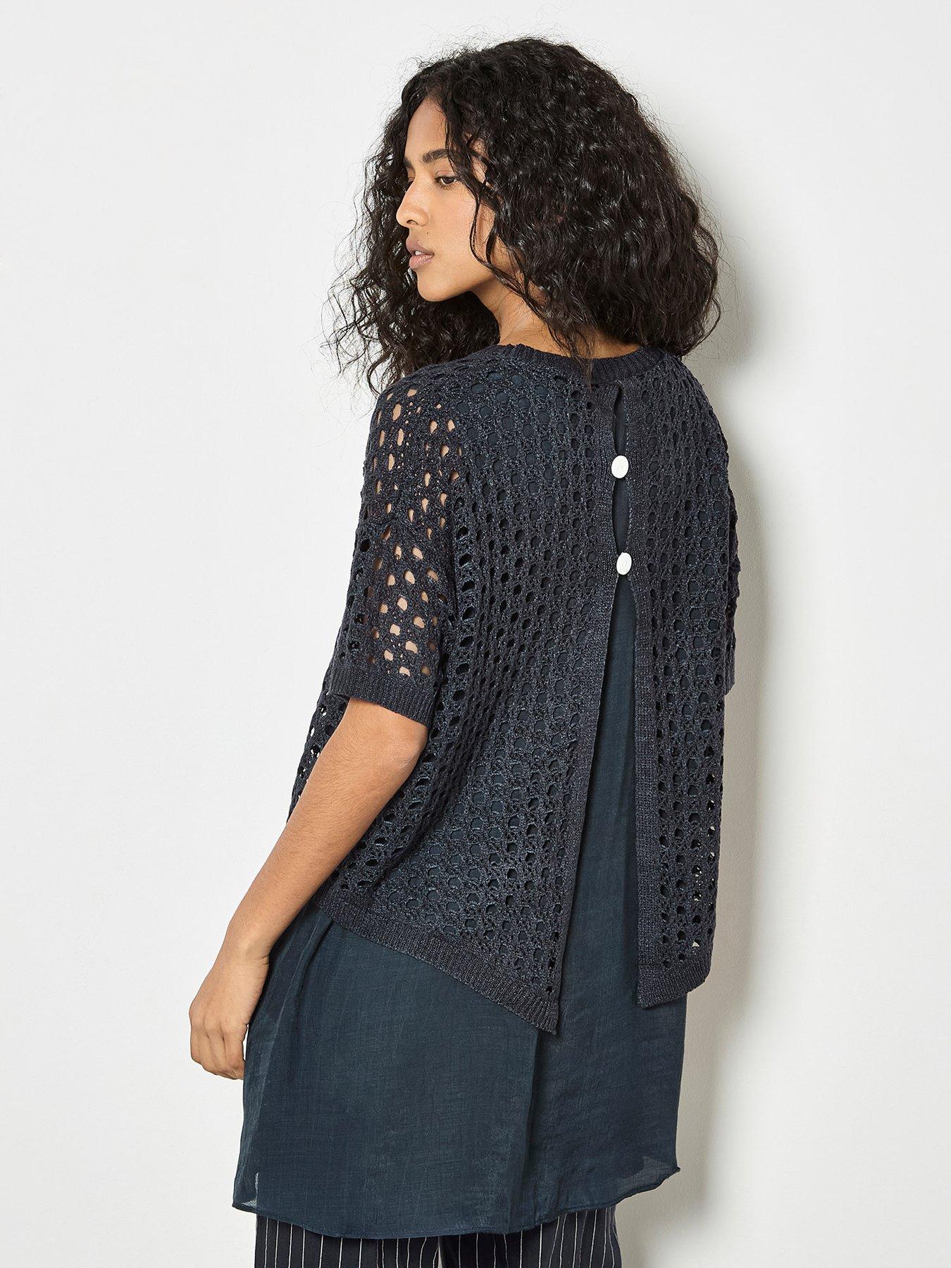 Image 2 of 4 of Apricot Shimmer Mesh Layered Tunic Top