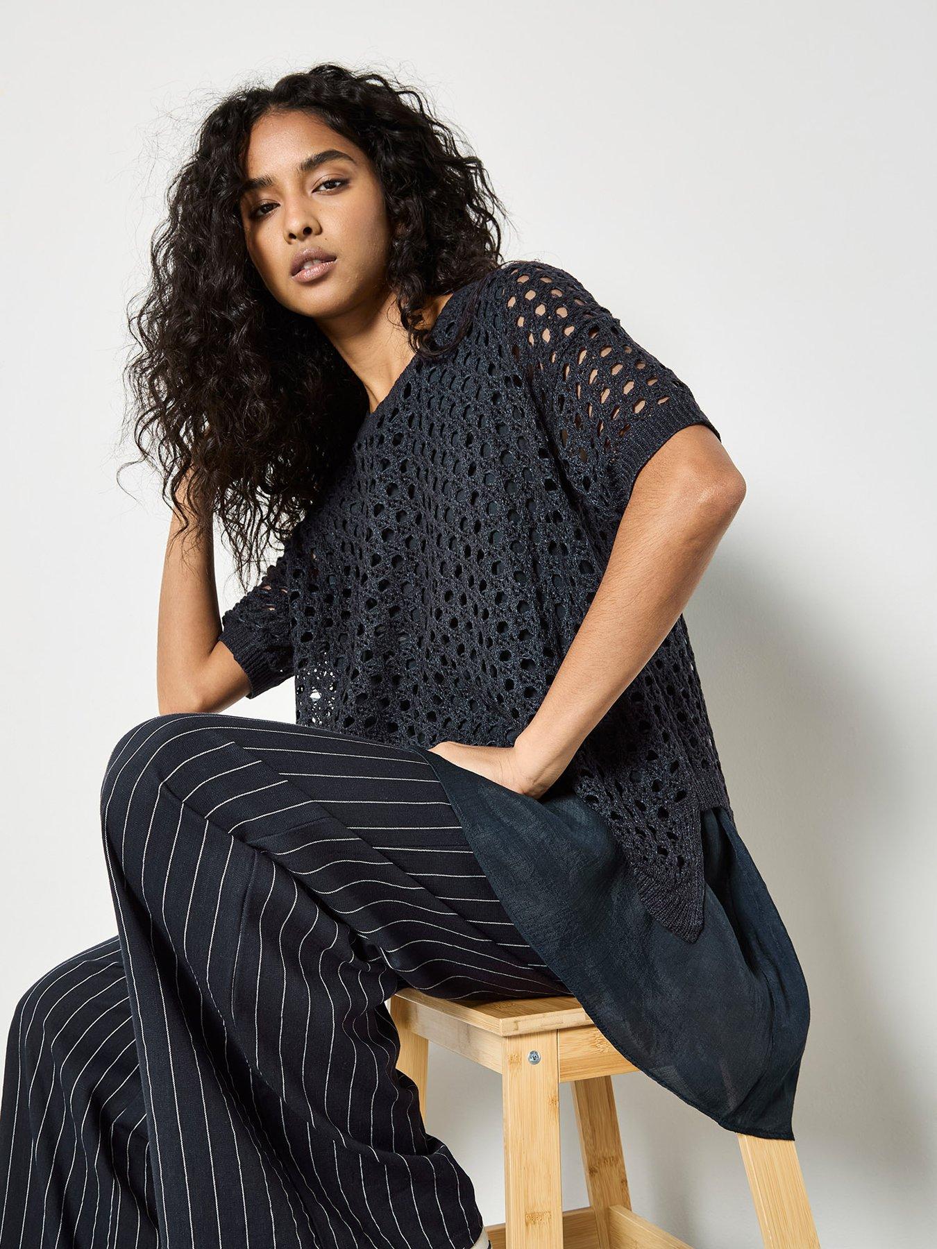 Image 3 of 4 of Apricot Shimmer Mesh Layered Tunic Top