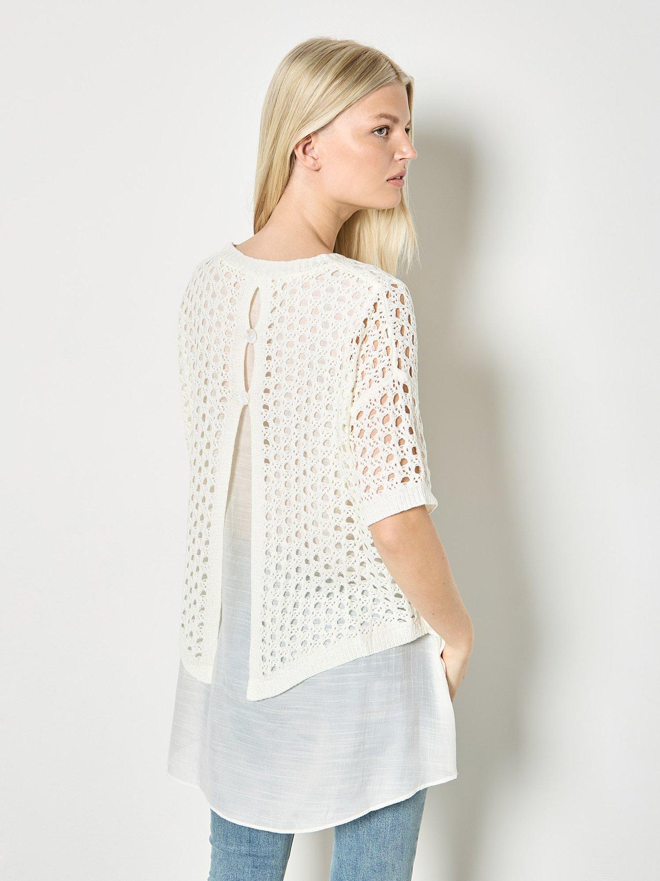 Image 2 of 4 of Apricot Shimmer Mesh Layered Tunic Top