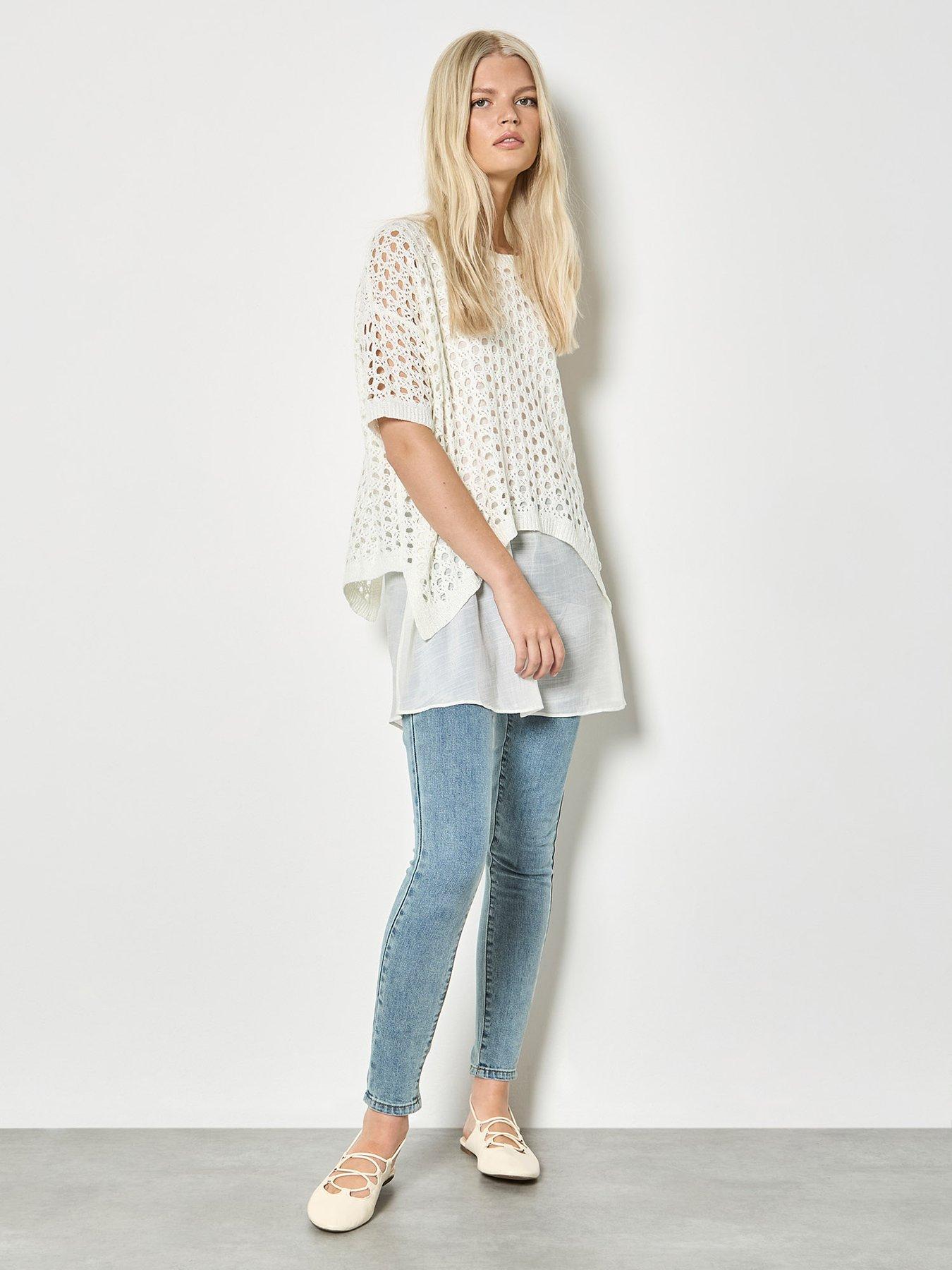 Image 3 of 4 of Apricot Shimmer Mesh Layered Tunic Top