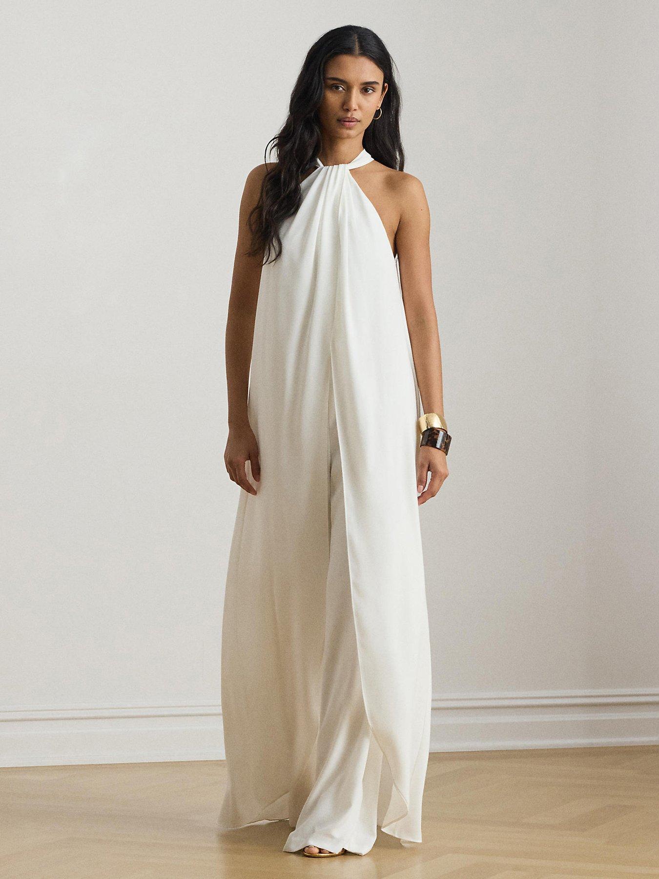Lauren by Ralph Lauren Woven-Wide Leg-Jumpsuit - White
