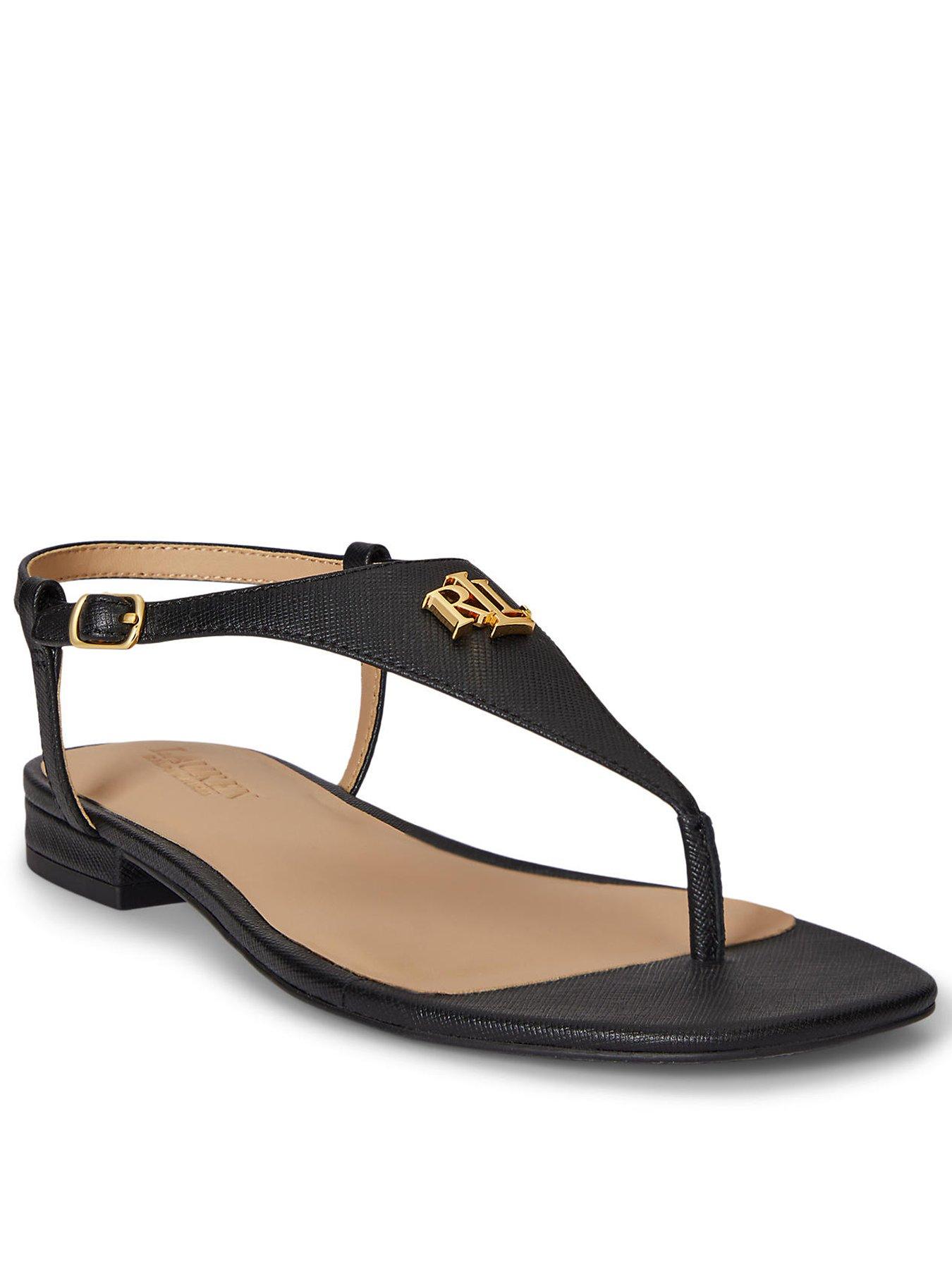 Image 1 of 4 of Lauren by Ralph Lauren Everley 2-Sandals-Flat Sandal - Black