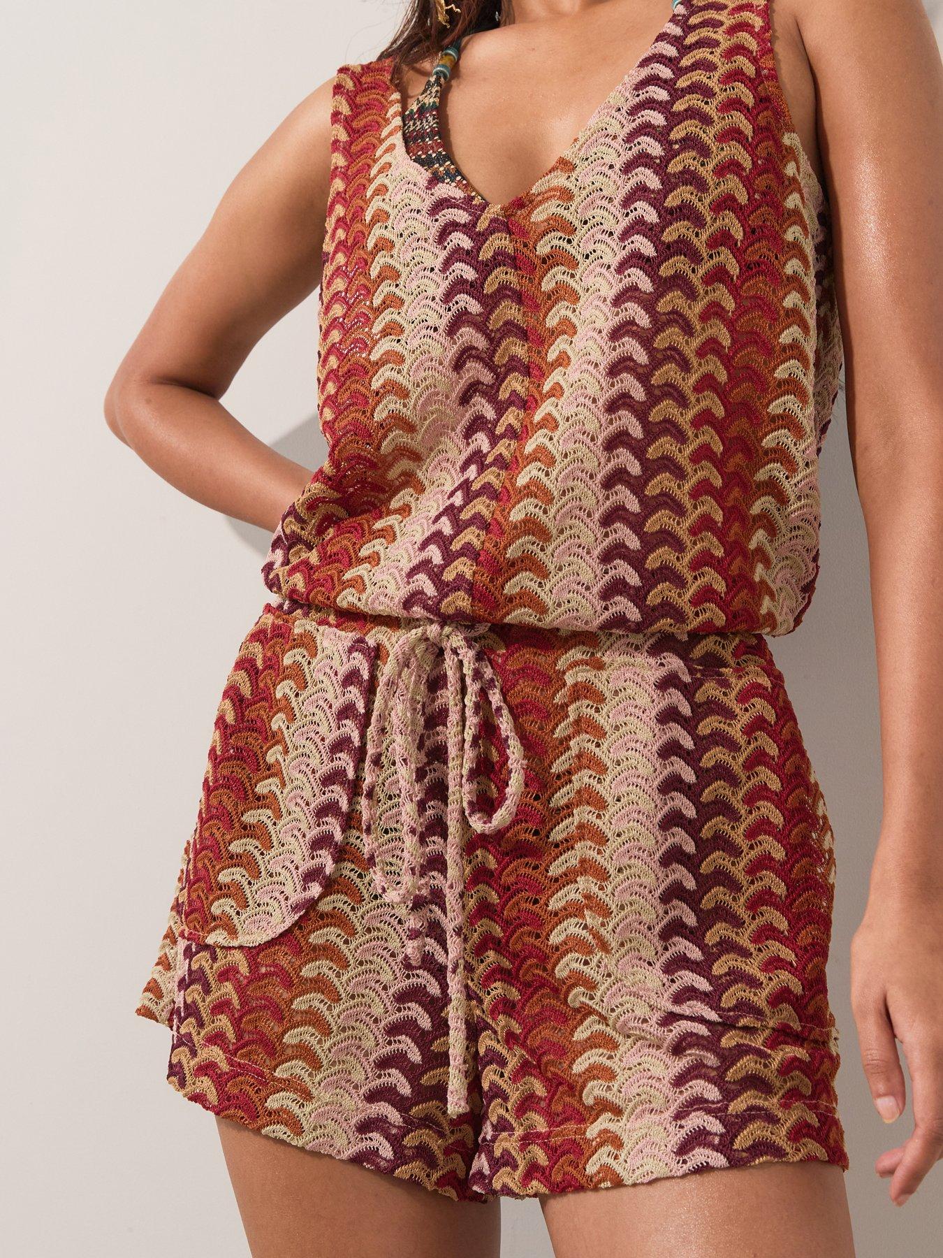 Image 4 of 6 of The Very Collection Jacquard Lace Beach Playsuit - Multi