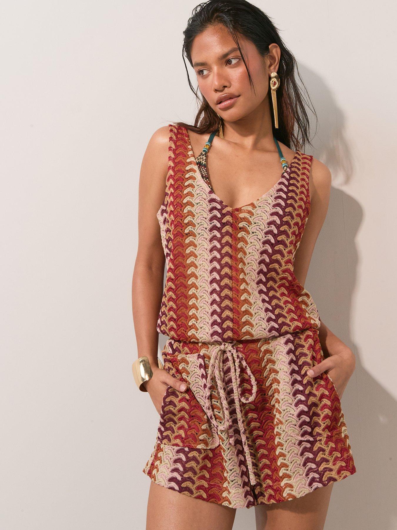 Image 5 of 6 of The Very Collection Jacquard Lace Beach Playsuit - Multi
