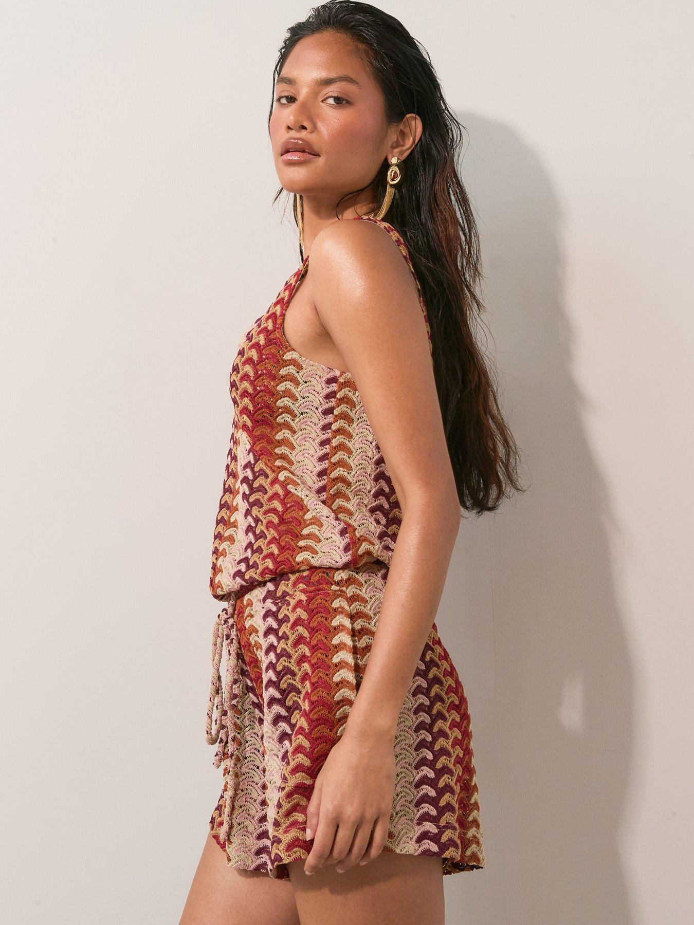 Image 6 of 6 of The Very Collection Jacquard Lace Beach Playsuit - Multi