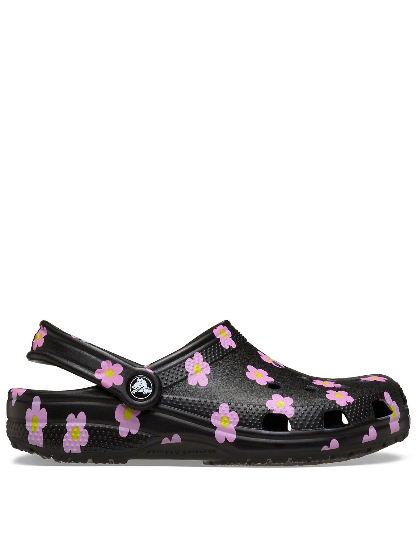 crocs-toddler-classic-flower-clog-blackfront