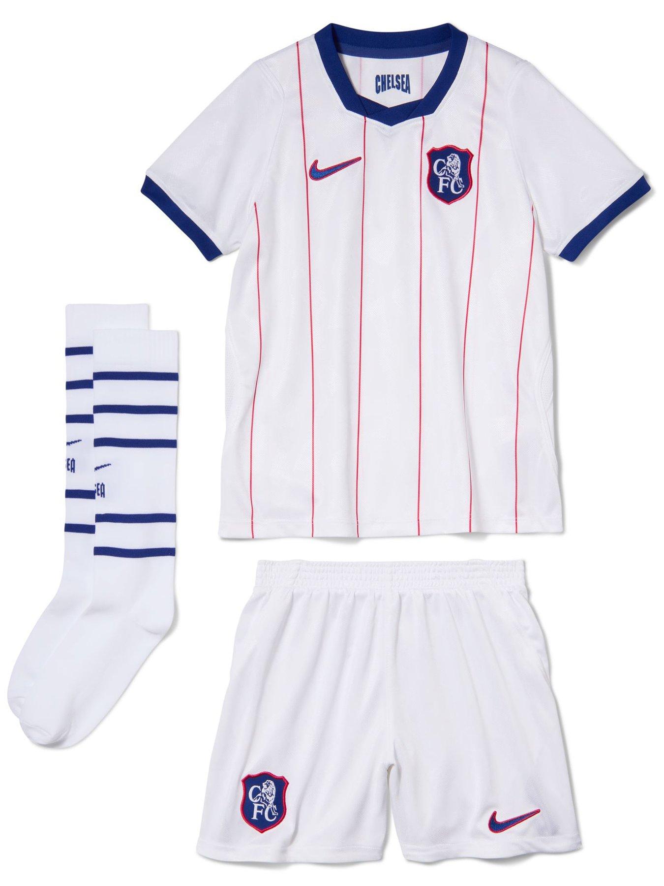 Image 1 of 3 of Nike Girls Chelsea 26/27 Dri-FIT Pinstripe Mini Kit - White