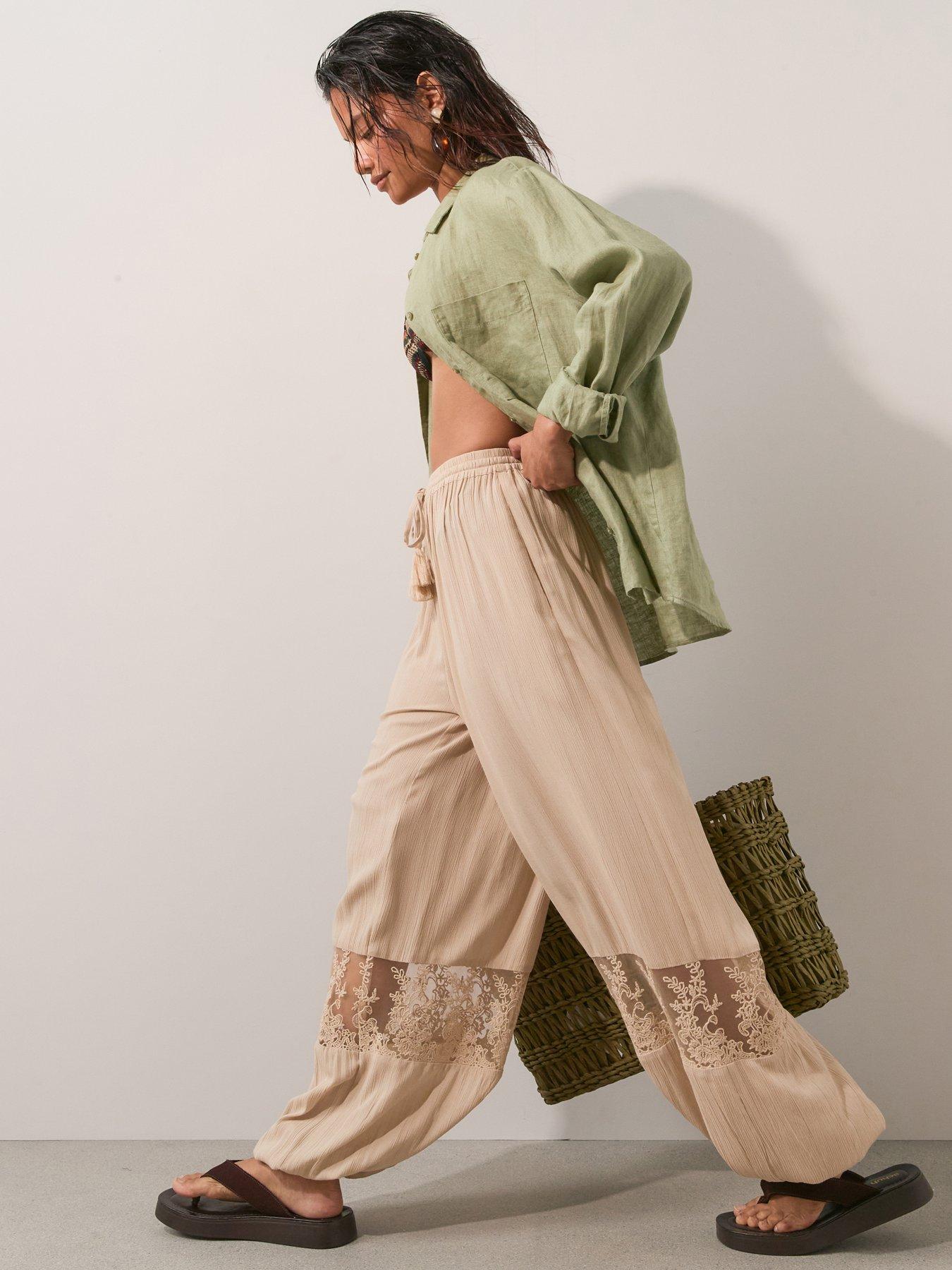 The Very Collection Balloon Hem Beach Trousers - Cream