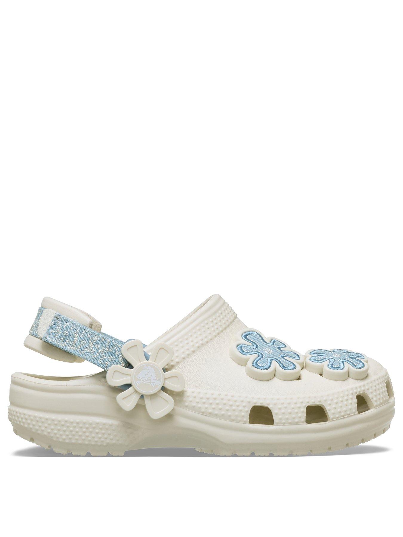 crocs-toddler-classic-denim-flower-adjustable-backstrap-clog-whitestillFront