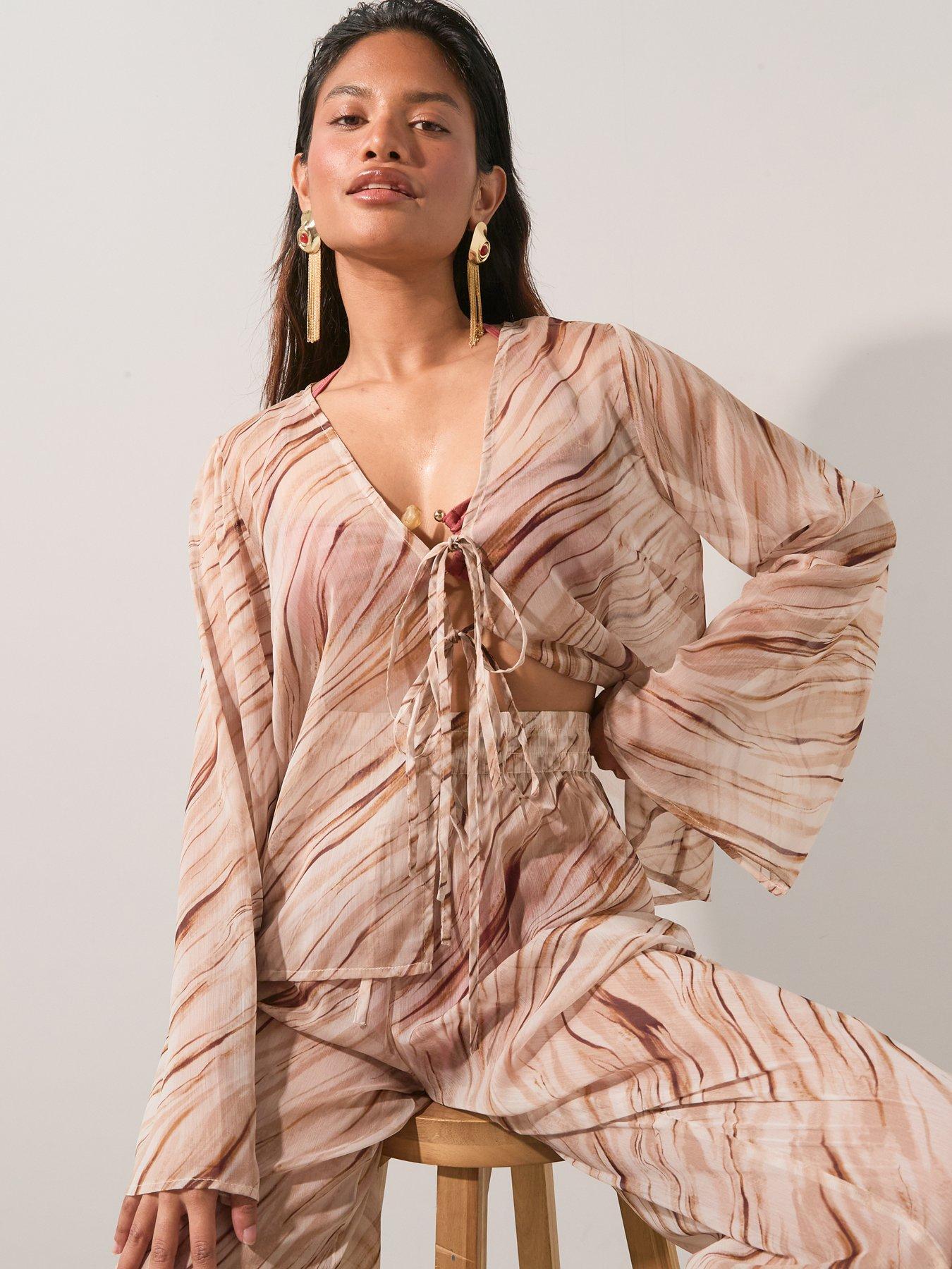 Image 5 of 5 of The Very Collection Sheer Beach Bell Sleeve Top - Multi